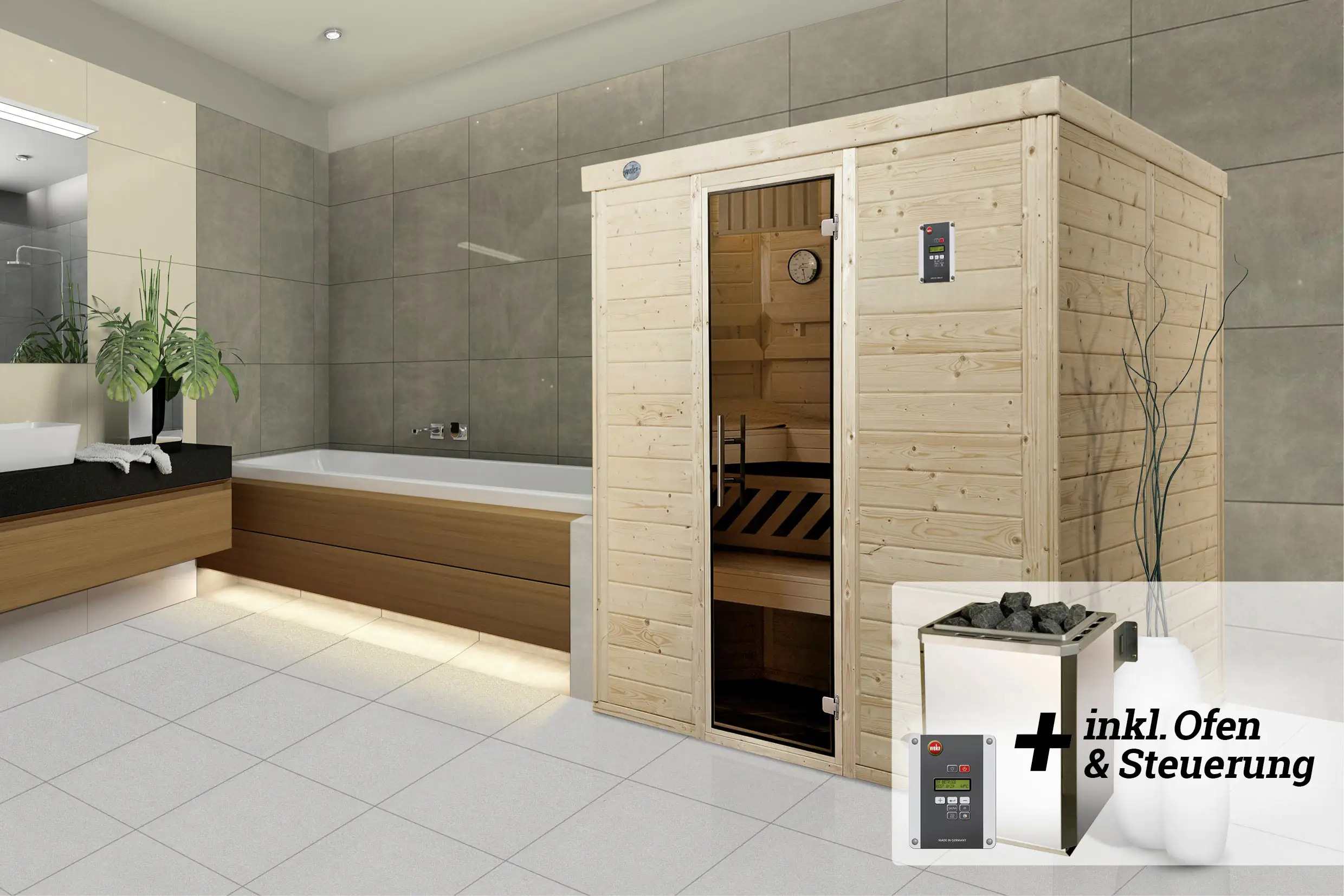 Weka Premium Massivholz-Elementsauna Kemi Gr. 4 Sparset 7,5 kW