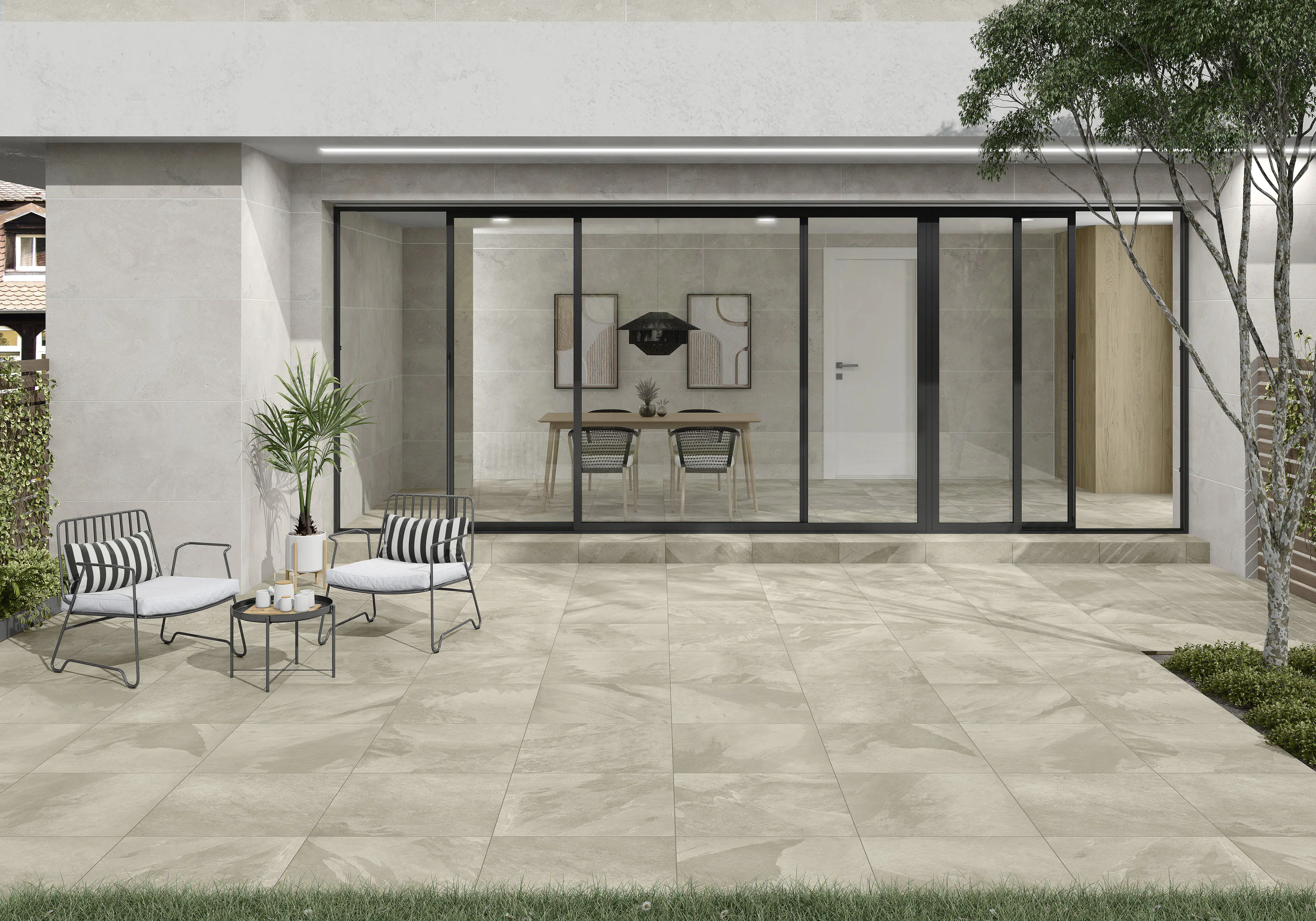 Bodenfliese Feinsteinzeug Rhone 60 x 60 cm braun/beige