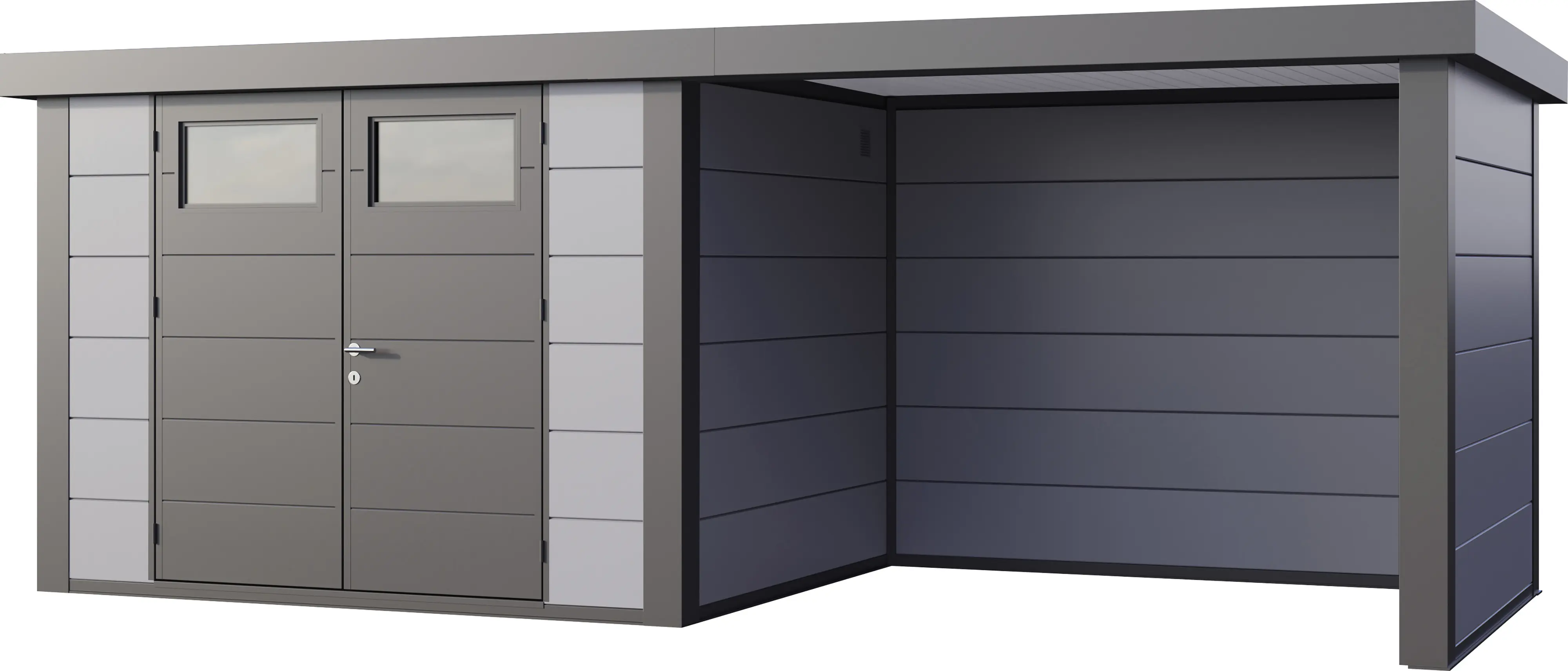 Telluria Gerätehaus Classico Lounge S 3024 rechts lichtgrau 582 x 238 cm