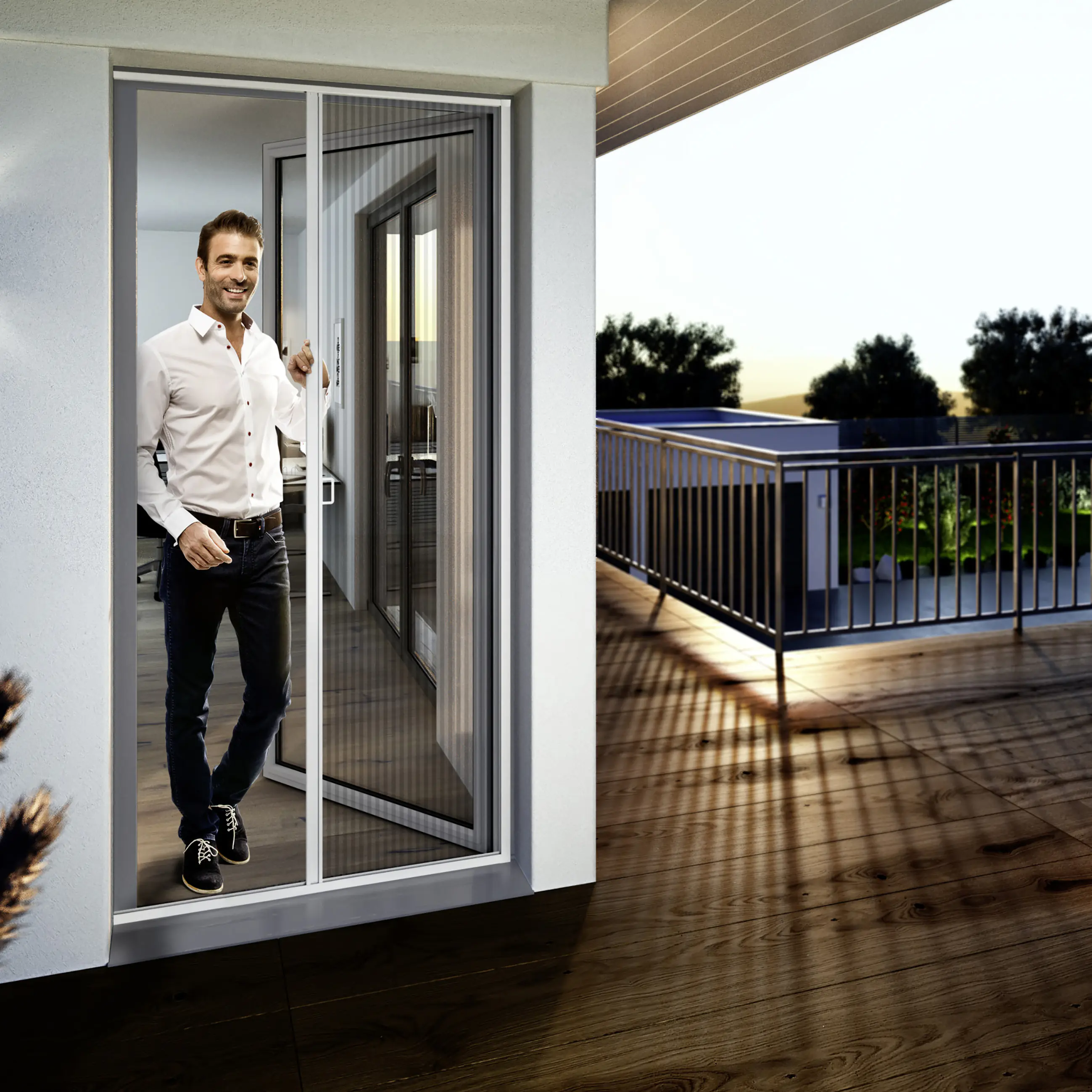 Windhager IS Maßplissee Tür bis 120 x240 cm schwarz/weiß