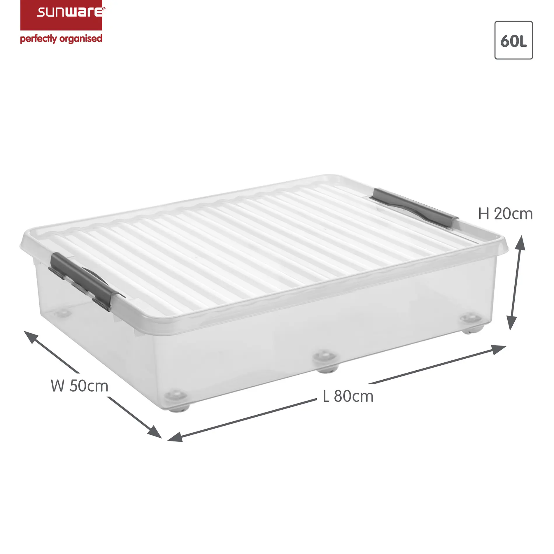 Sunware Rollerbox Q-line 60L transparent metallfarbig 80 x 50 x 20 cm Sunware Rollerbox Q-line 60L transparent metallfarbig 80 x 50 x 20 cm