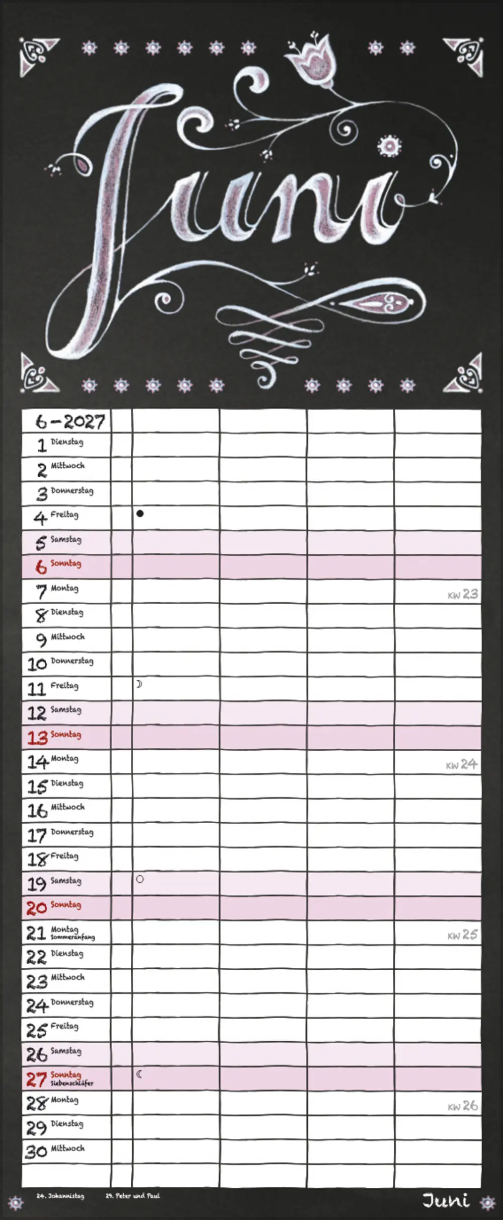 Korsch Kalender Timer Tafel 2027