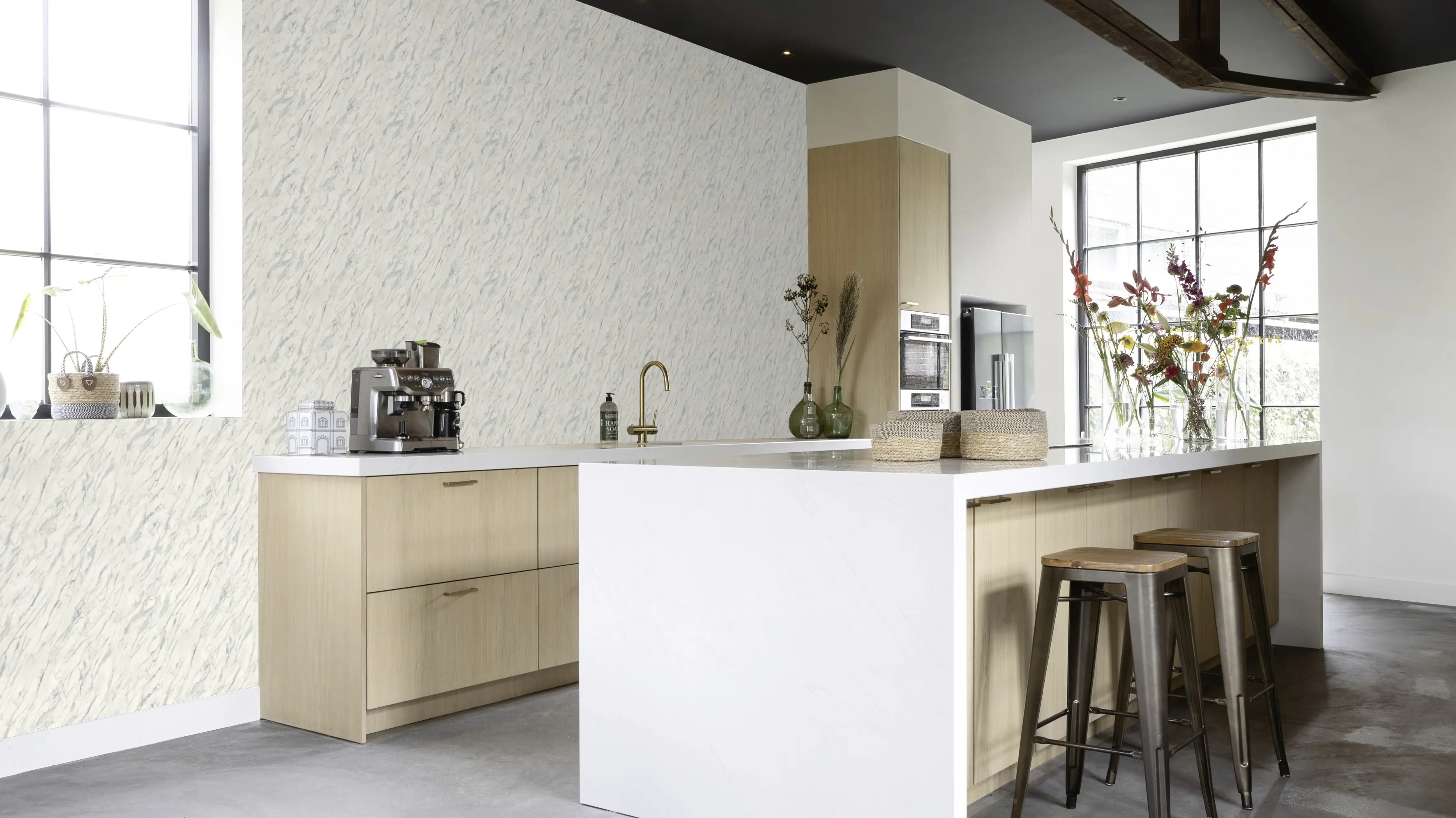 Tesa x Rasch selbstklebende Tapete Carrara Marmor steingrau beige 6 x 0,53 m 