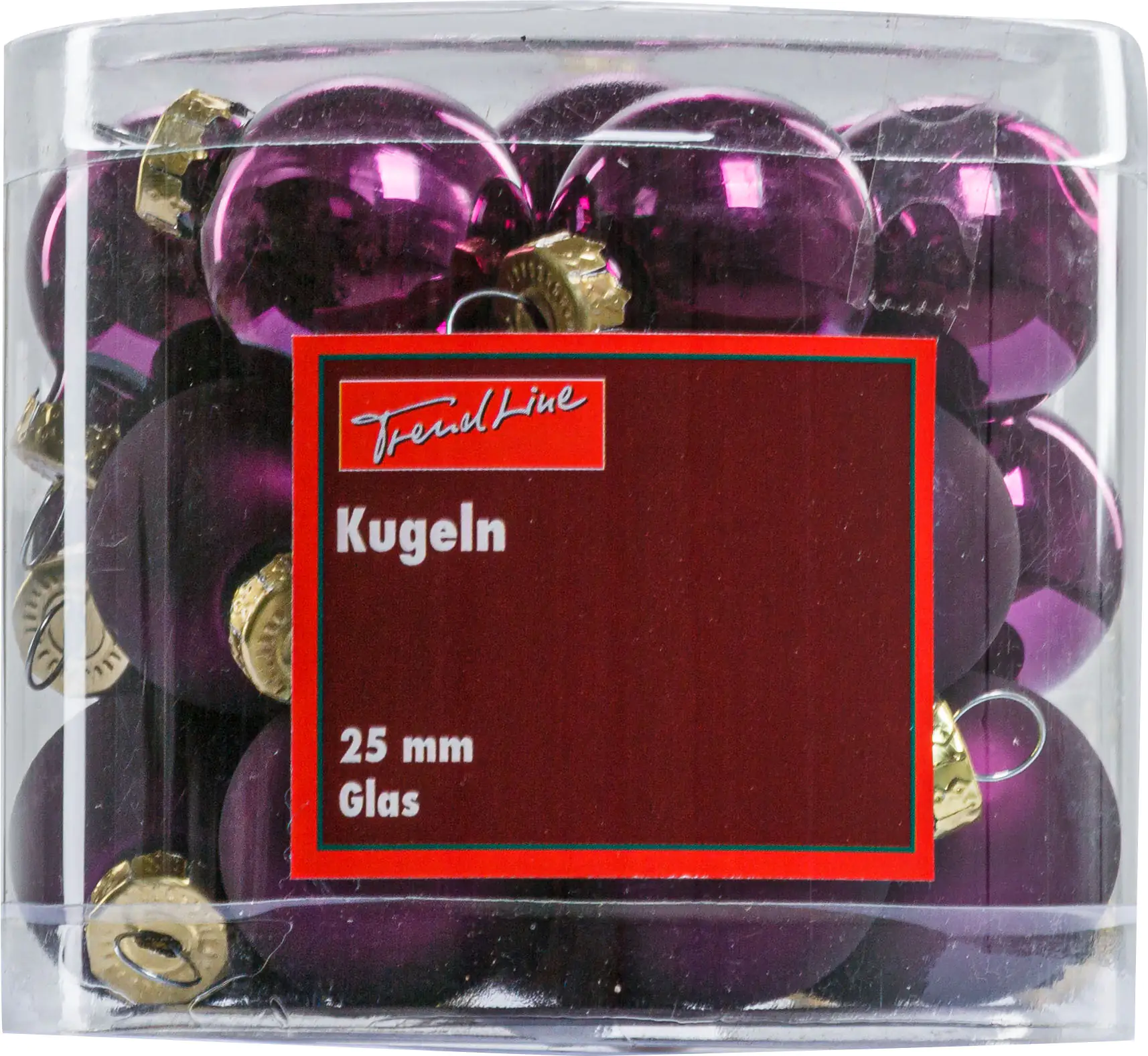 2076601553045_01 TrendLine Mini-Glaskugeln glanz/matt, Ø 2,5 cm, lila, 24 Stück