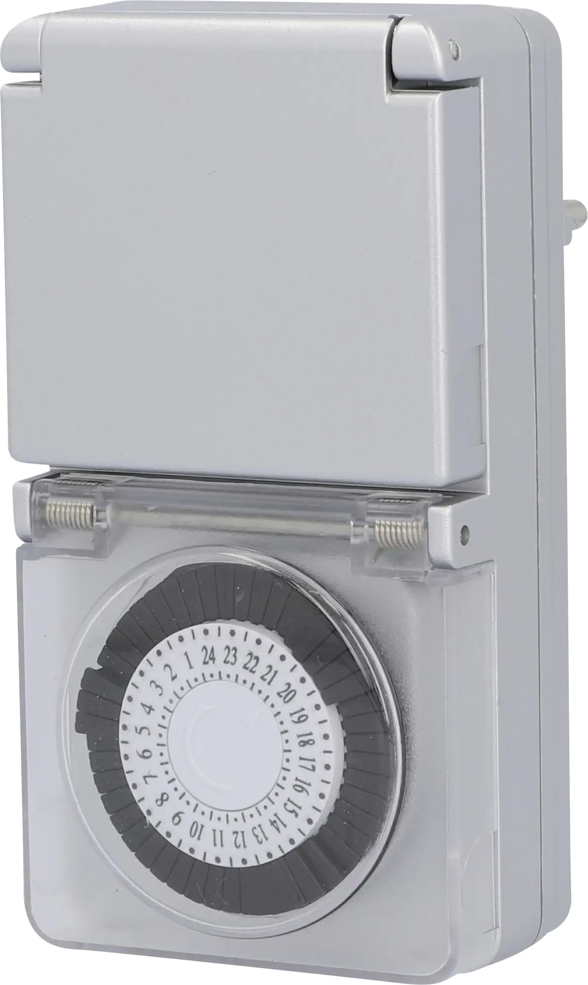 Zeitschaltuhr 3.500 W mit Schutzabdeckung mechanisch, silber, IP44
