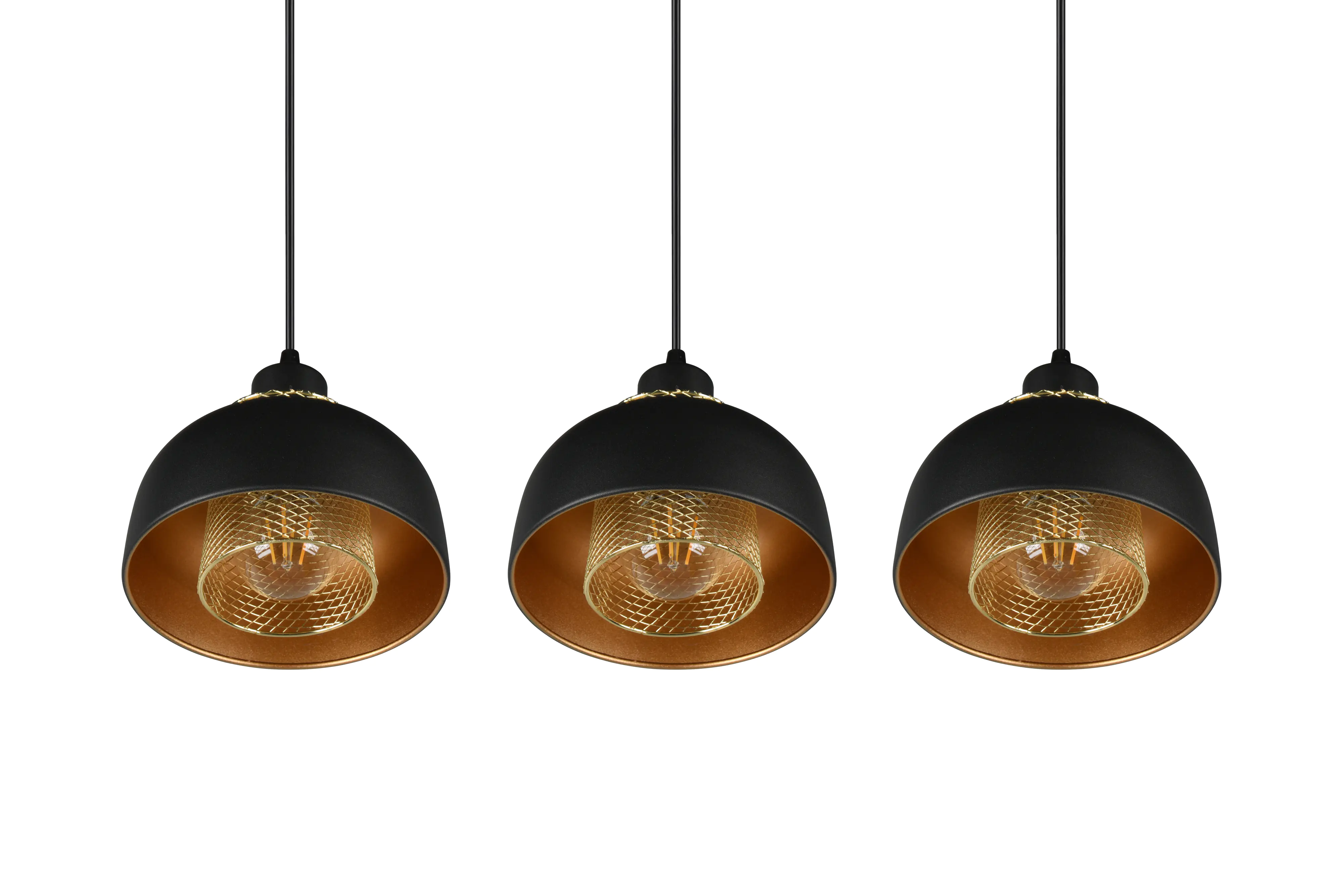 Trio Leuchten Pendelleuchte Punch 3xE27, schwarz matt