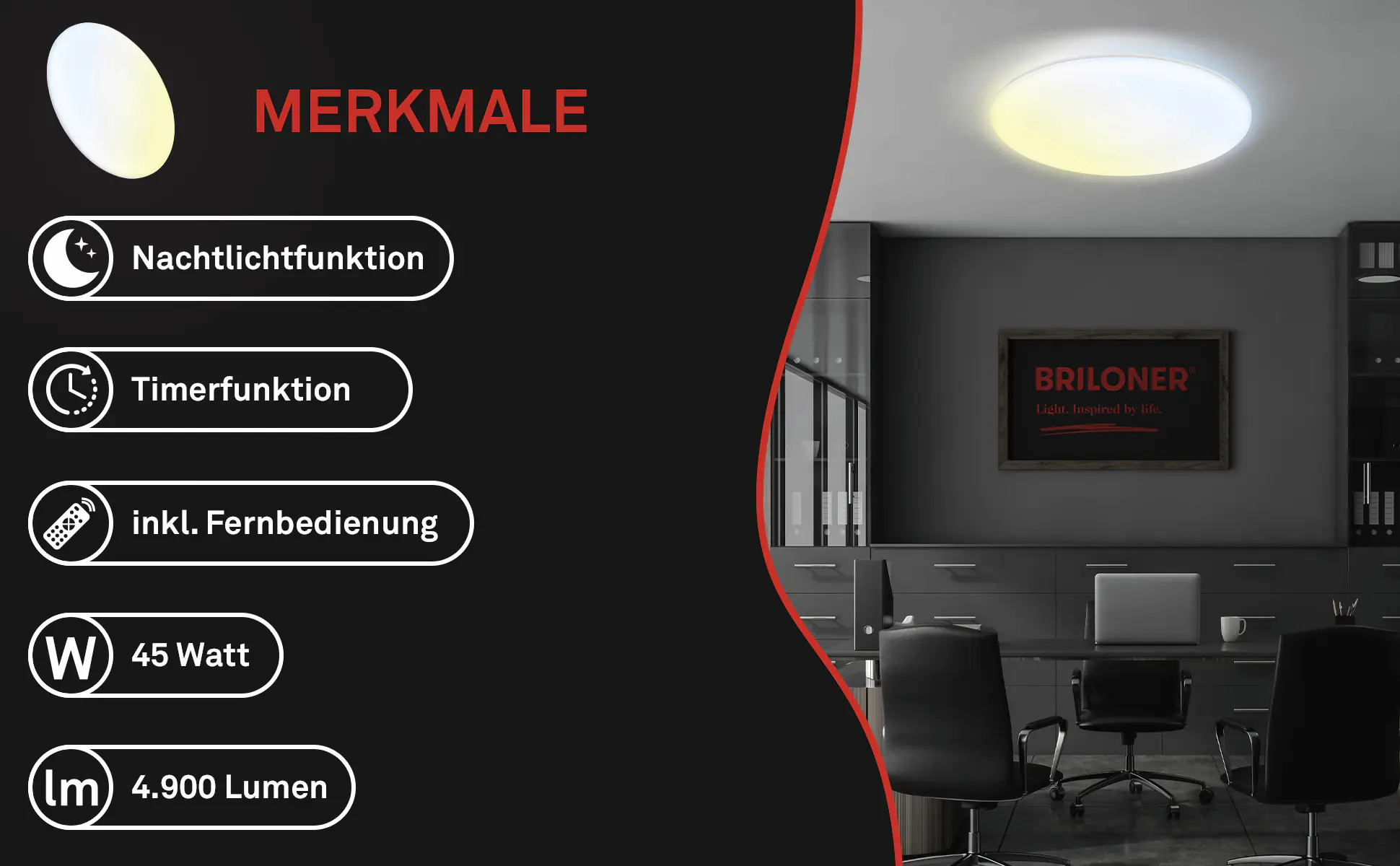 Briloner LED-Deckenleuchte Rowny Ø 45 cm weiß matt CCT dimmbar
