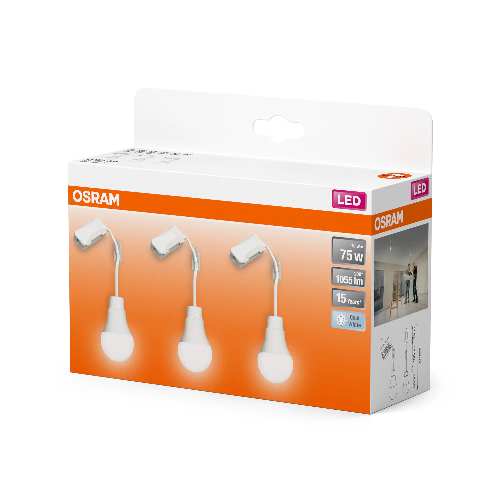 Osram Renovierungslampe Classic A75 10 W 3er Pack kaltweiß Osram Renovierungslampe Classic A75 10 W 3er Pack kaltweiß