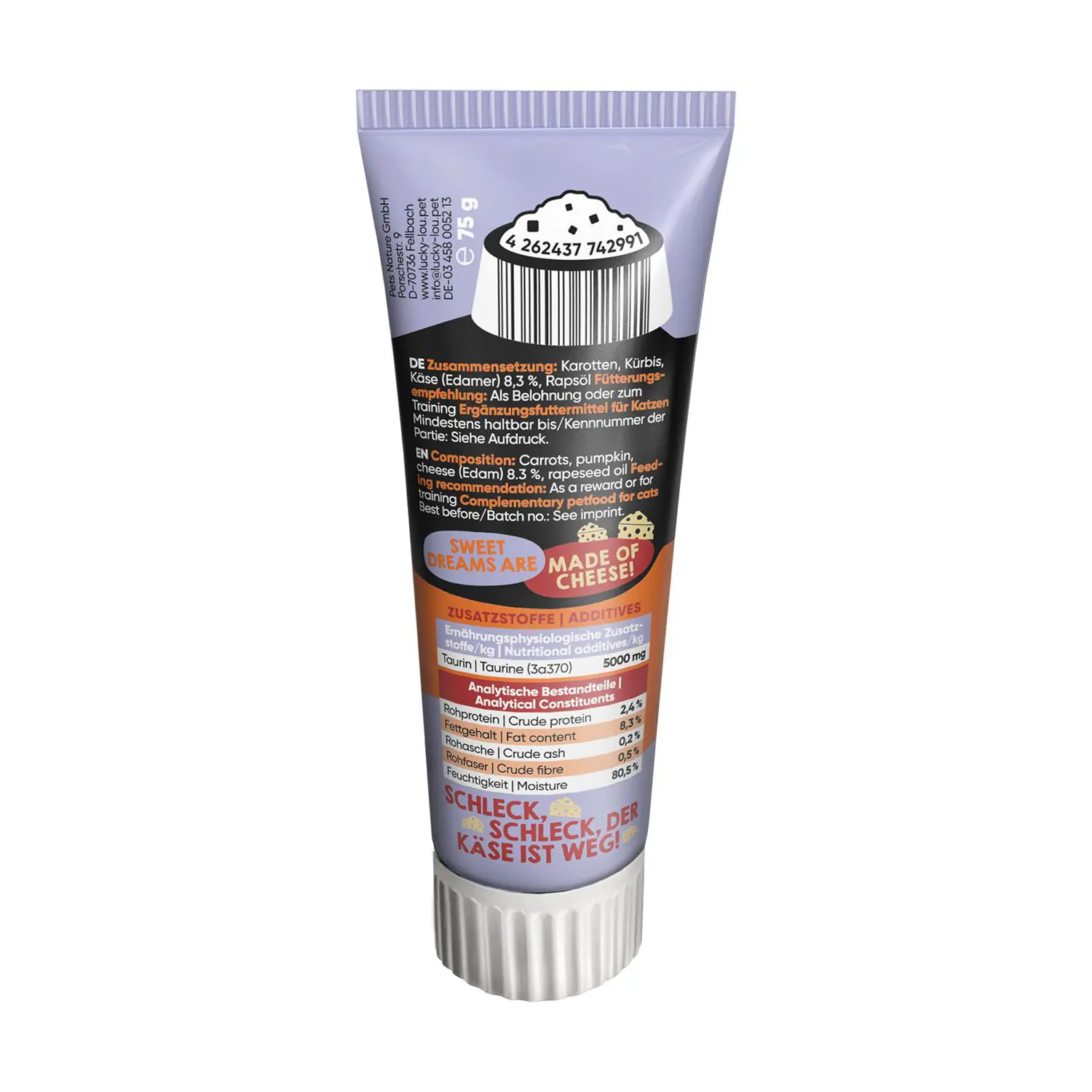 Lucky Lou Quetschkopf Katzensnack getreidefrei Adult 75 g Käse