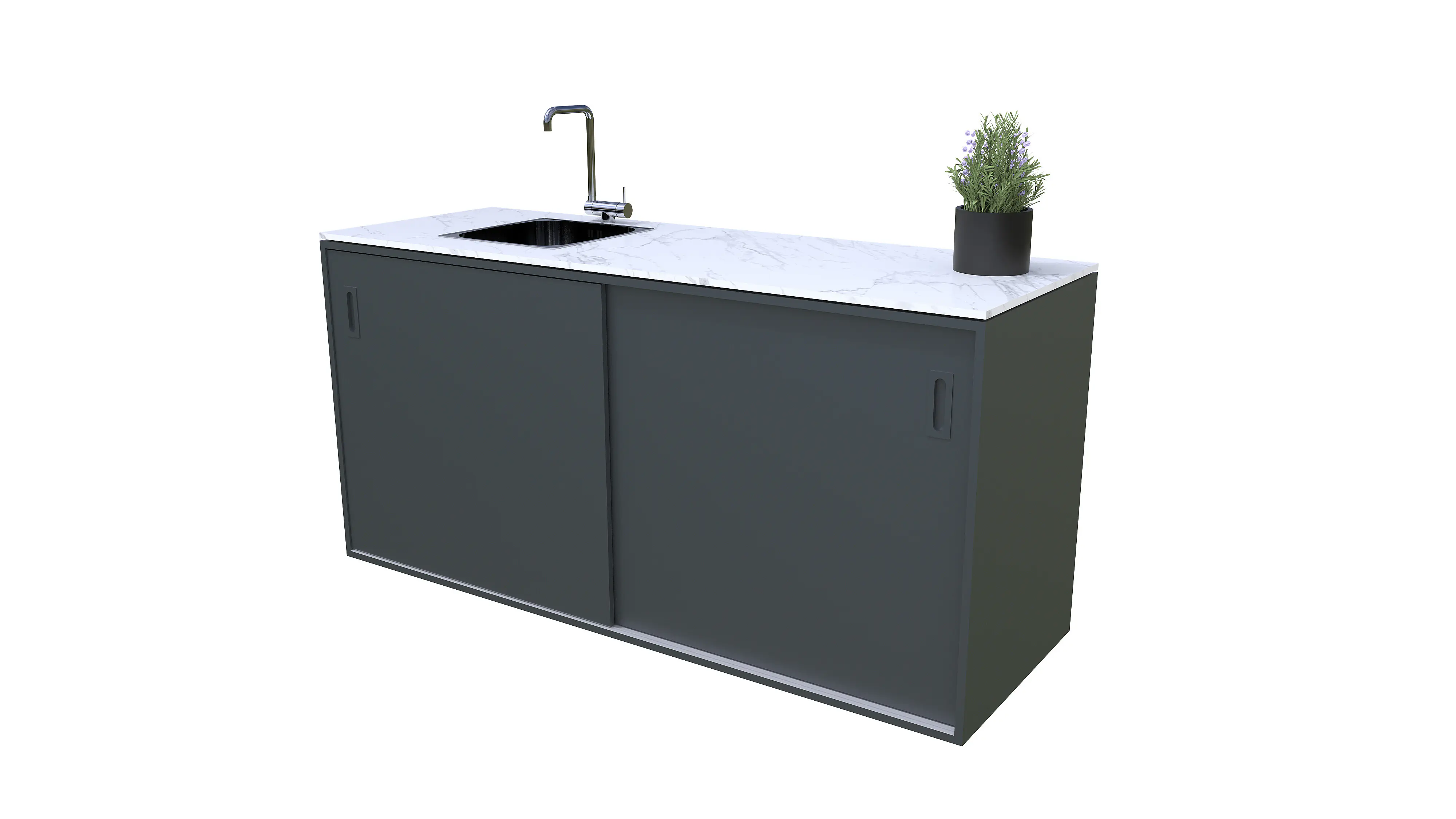 Bellano Living Element für Outdoorküchen inkl. Spüle links und 2 Türen anthrazit