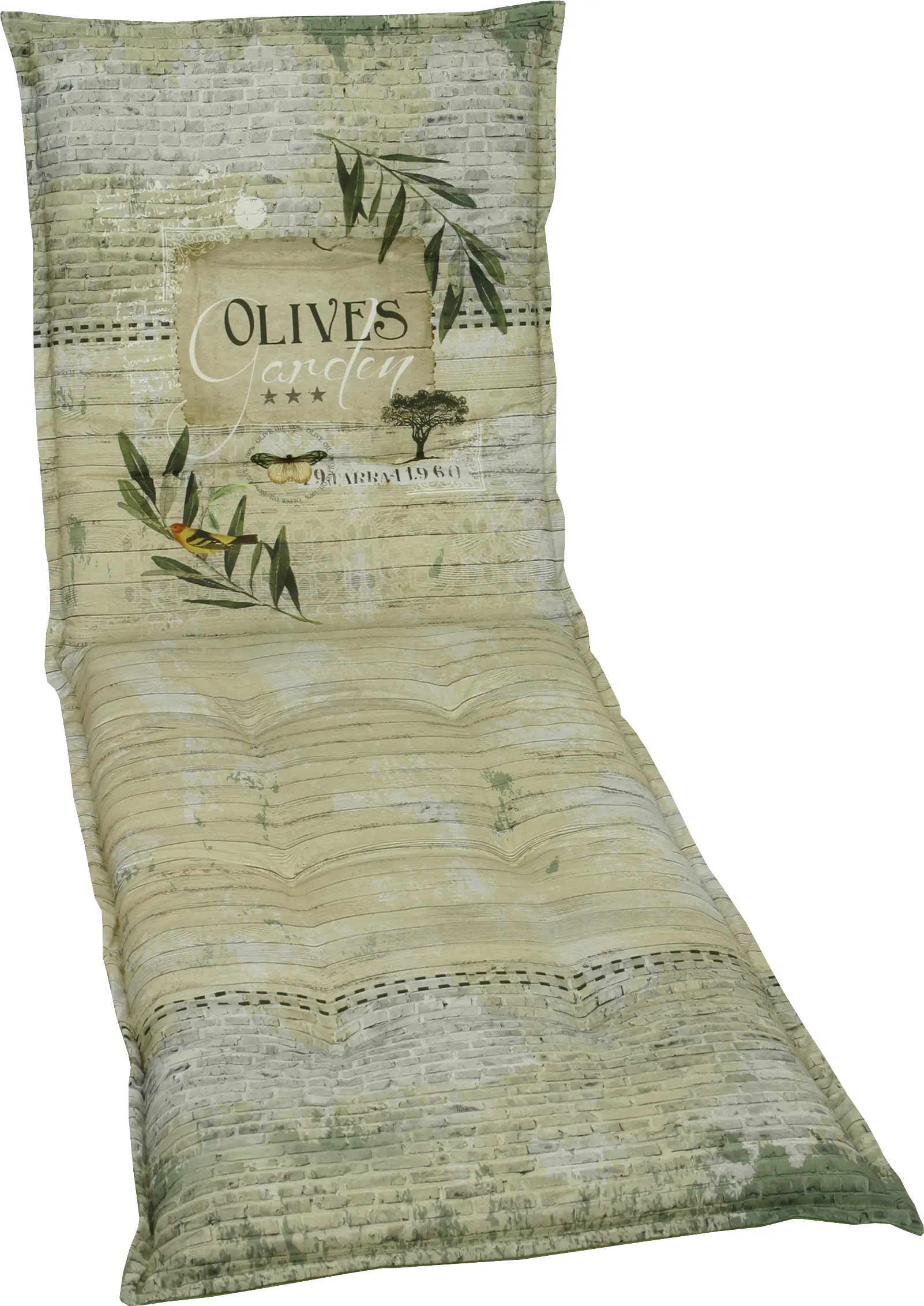 Go-De Rollliegen-Auflage grün beige gemustert, 190 x 60 x 8 cm