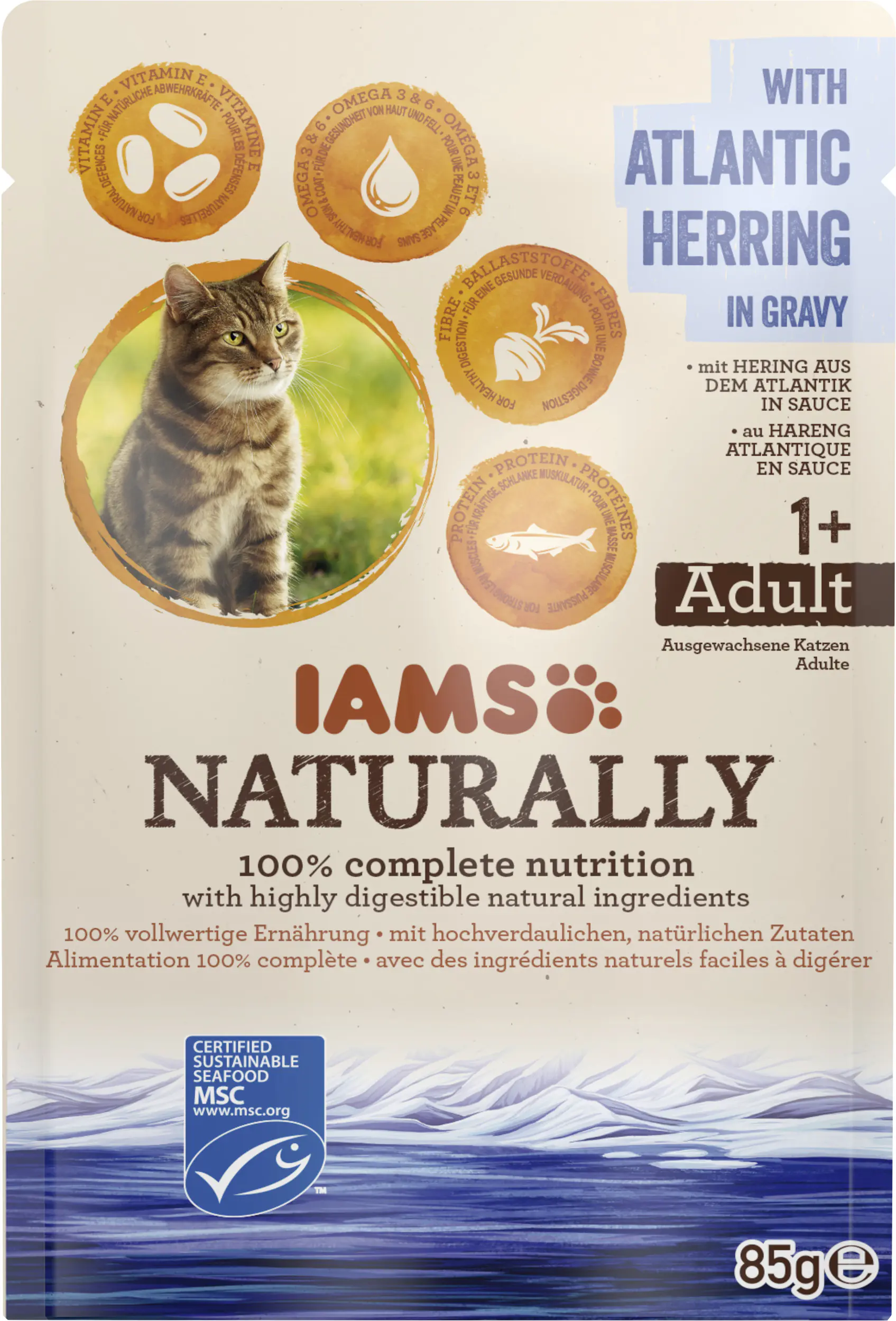 IAMS Naturally Katze Erw. Hering 85g 85g