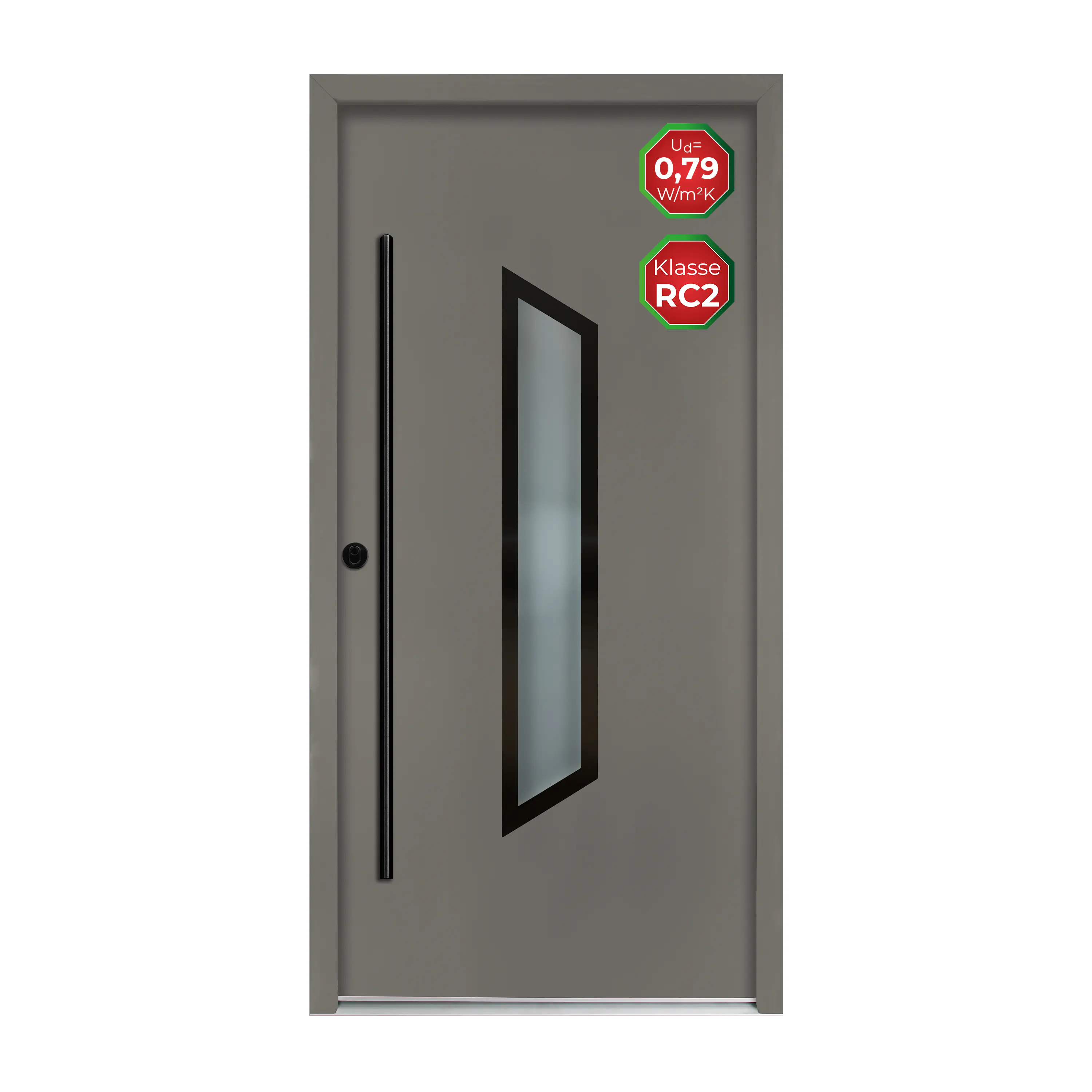 Splendoor Haustür Passivedoor Premium B37 RC2 Aluminium/Stahl quarzgrau/weiß BlackDesign DIN links 98 x 208 cm  