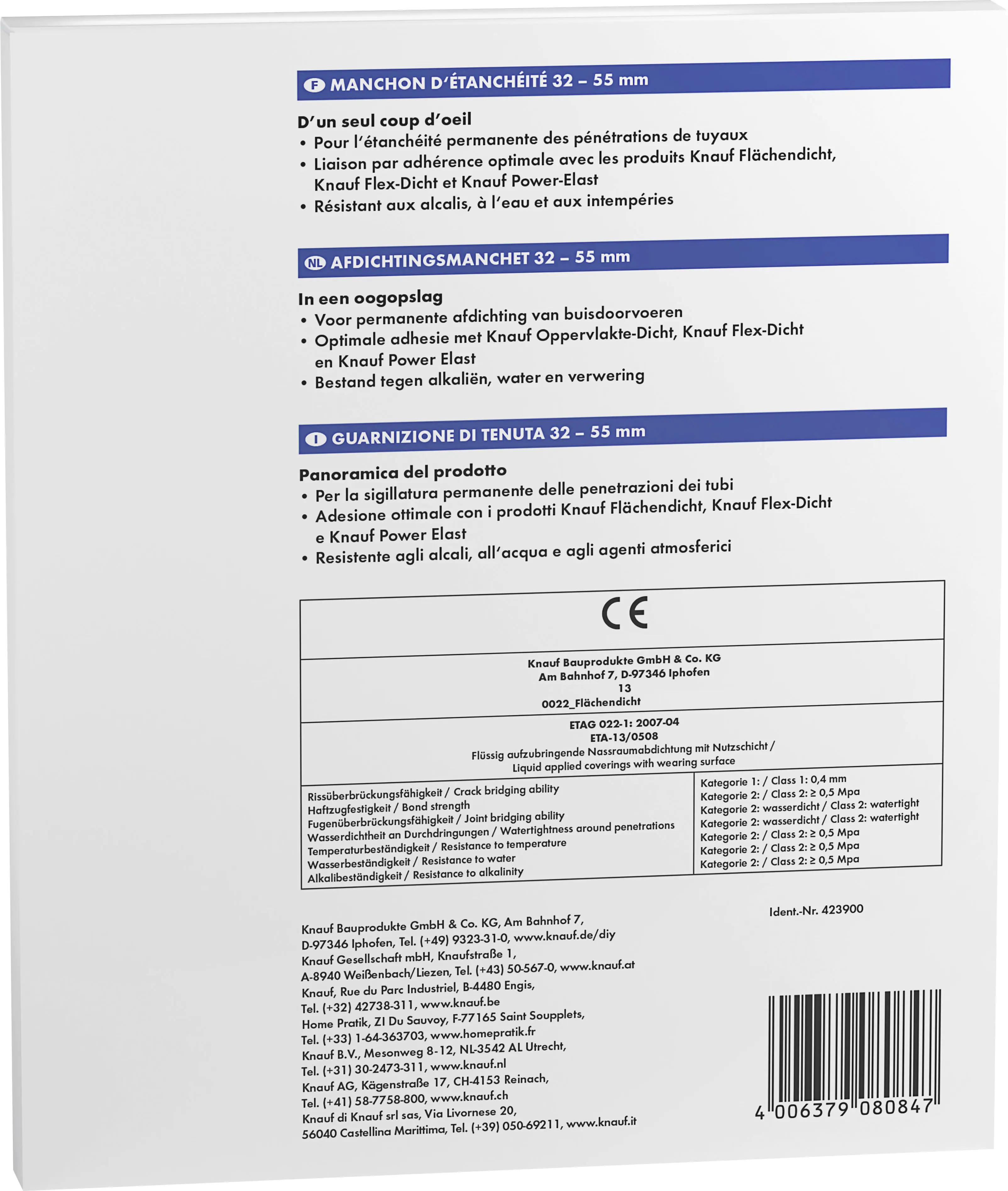 Knauf Dichtmanschette blau, 15 x 15 cm