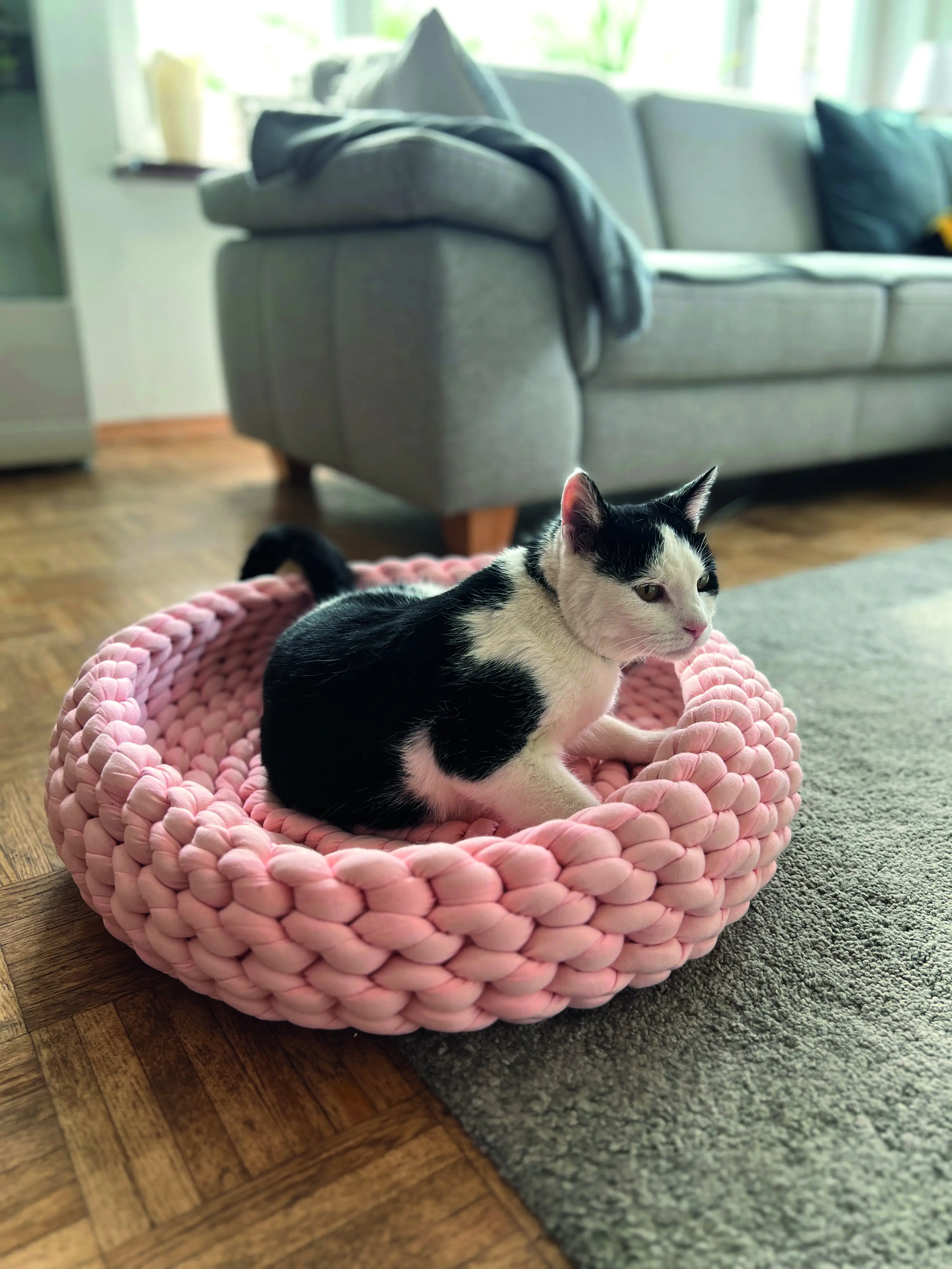 Katzenkorb Grobstrick geflochten 50 x 50 x 15 cm rosa Katzenkorb Grobstrick geflochten 50 x 50 x 15 cm rosa