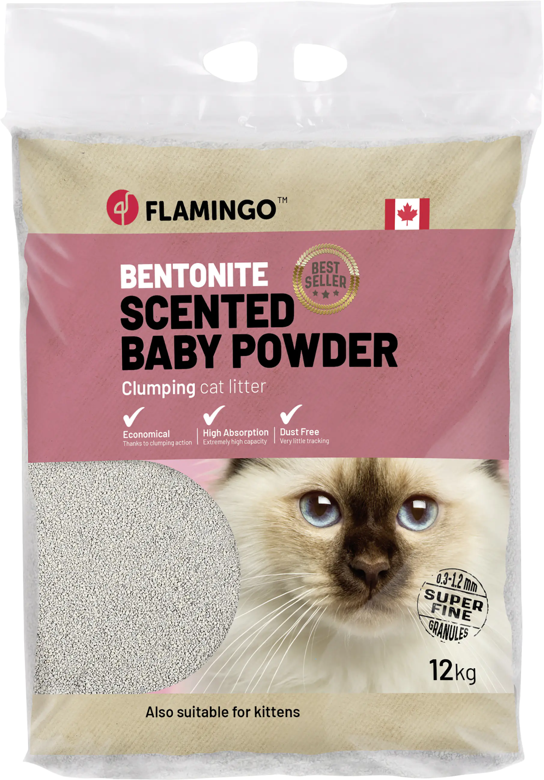 Flamingo Katzenstreu Bentonit Babypuderduft 12 kg Flamingo Katzenstreu Bentonit Babypuderduft 12 kg