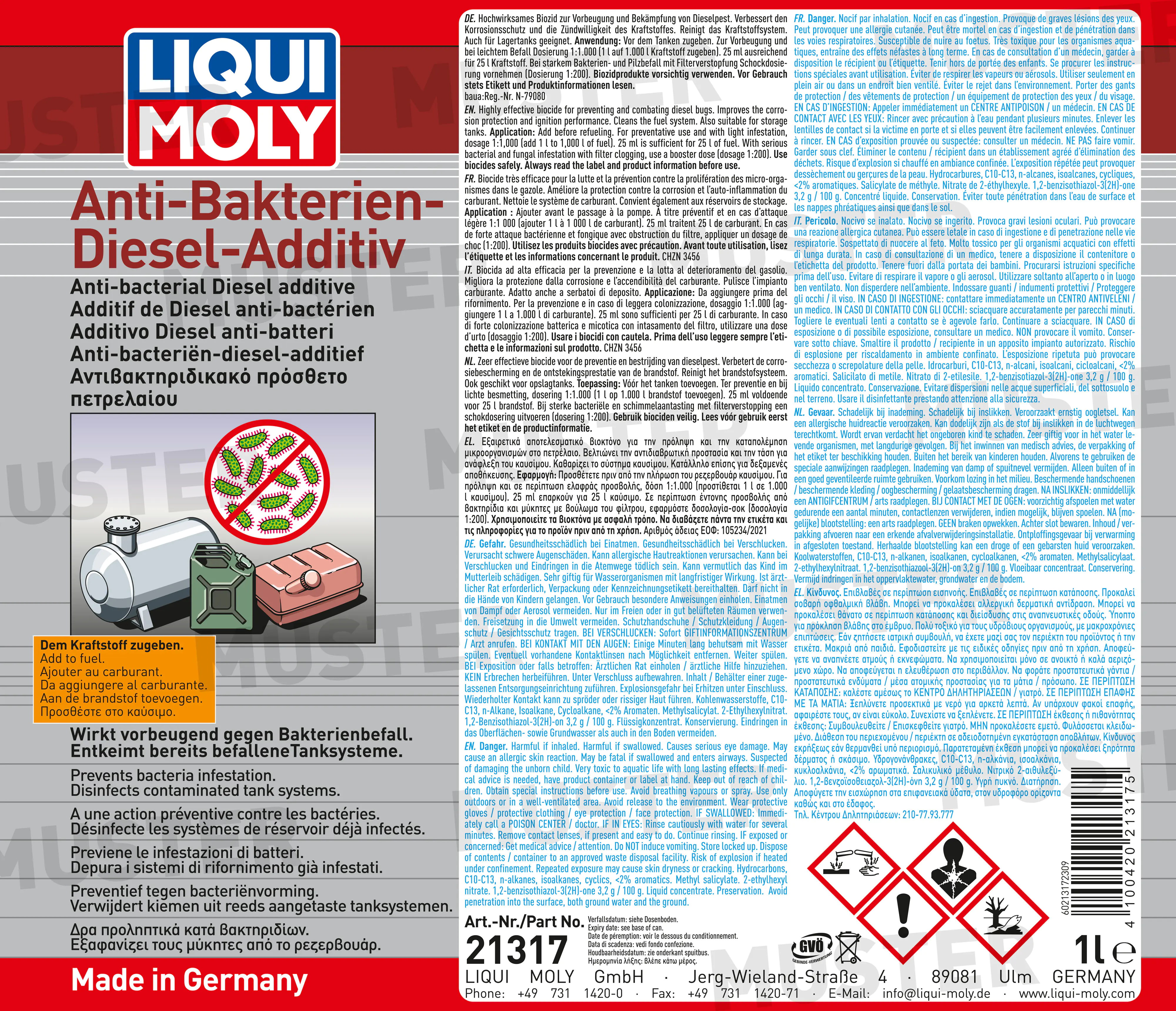 Liqui Moly Anti-Bakterien-Diesel-Additiv 1 L 
