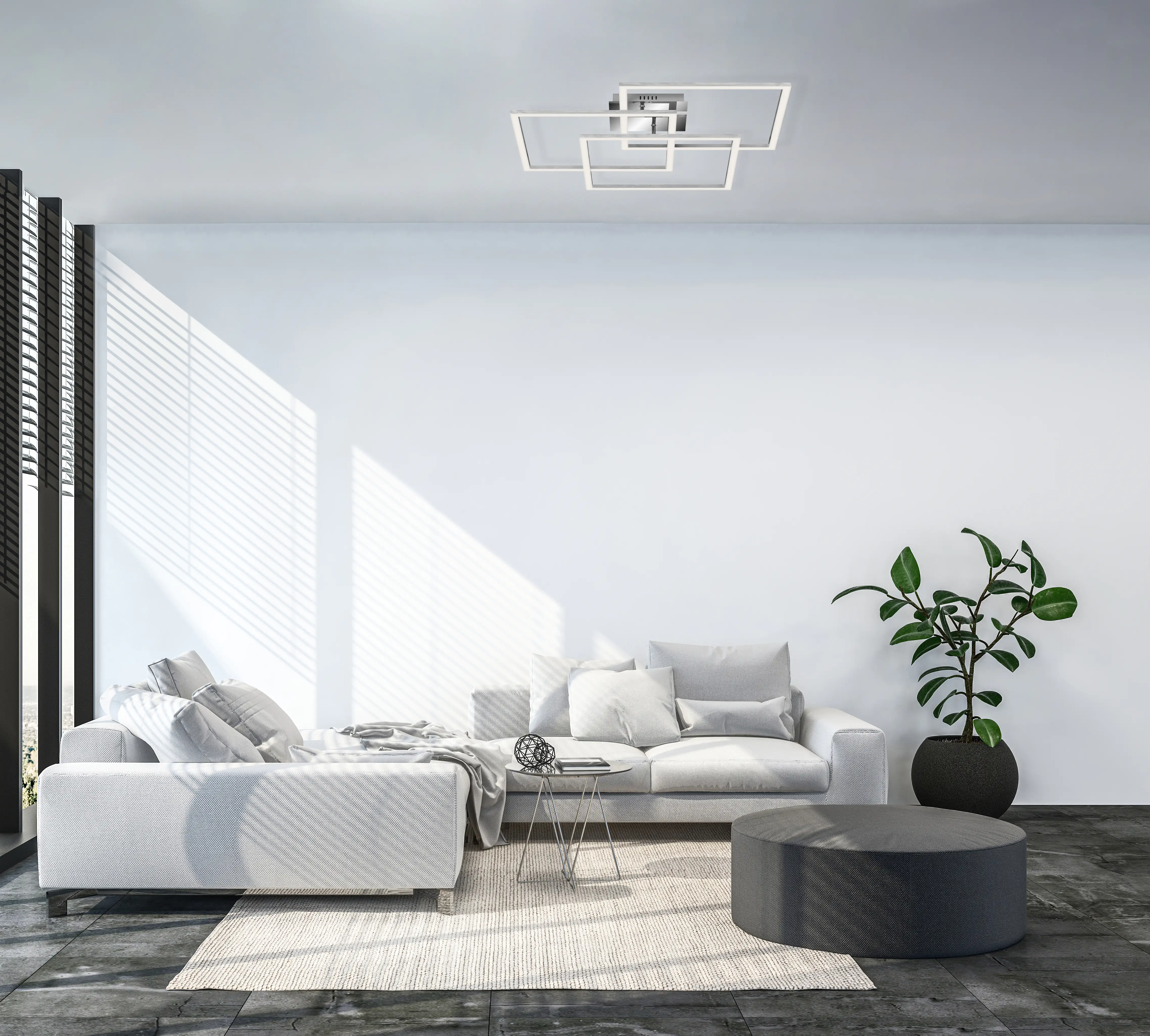 Di-Ka LED Deckenleuchte WIFI CCT LED mit Fernbedienung chrom - alu