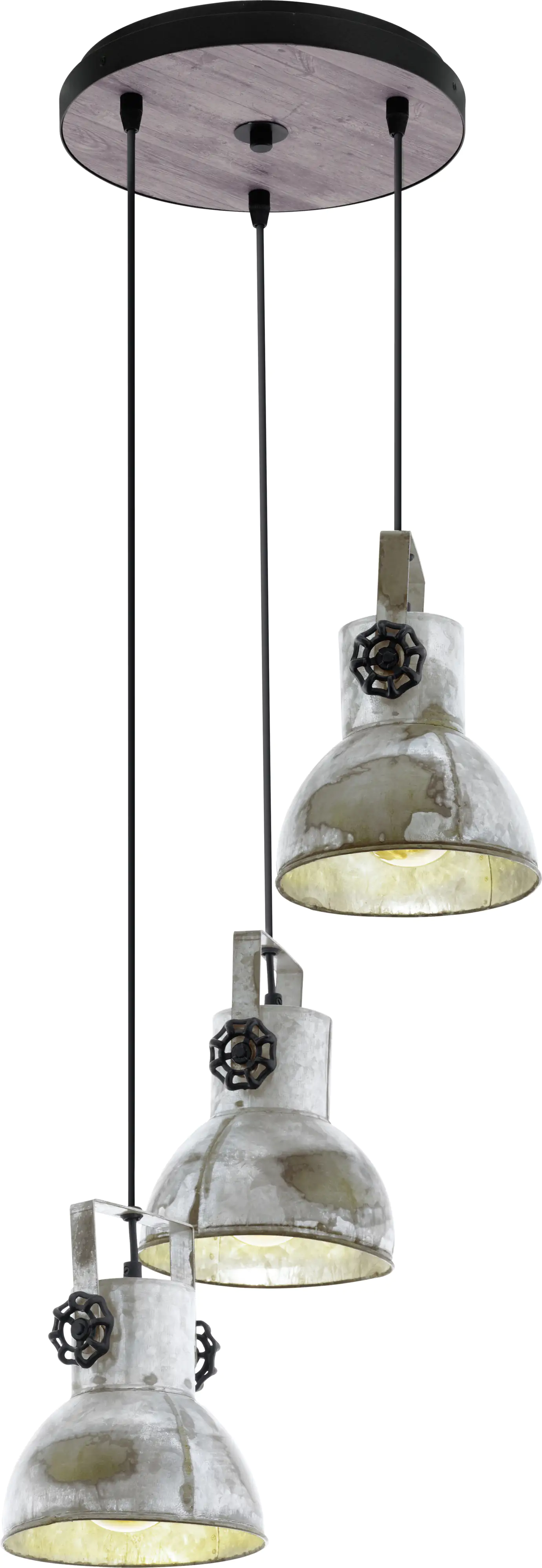 Eglo 3er Pendelleuchte Barnstaple Ø 27 cm E27, patina-schwarz