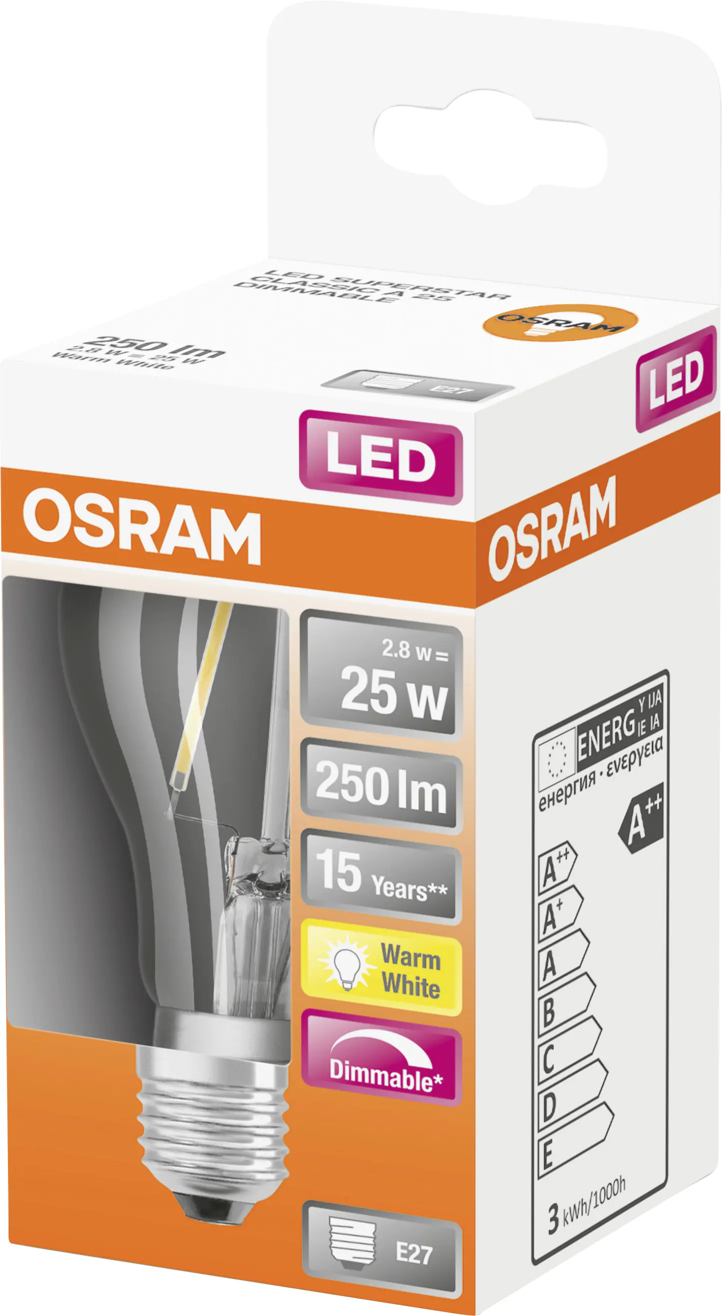 Osram LED Leuchtmittel Superstar A25 E27 2,2W warmweiß, klar