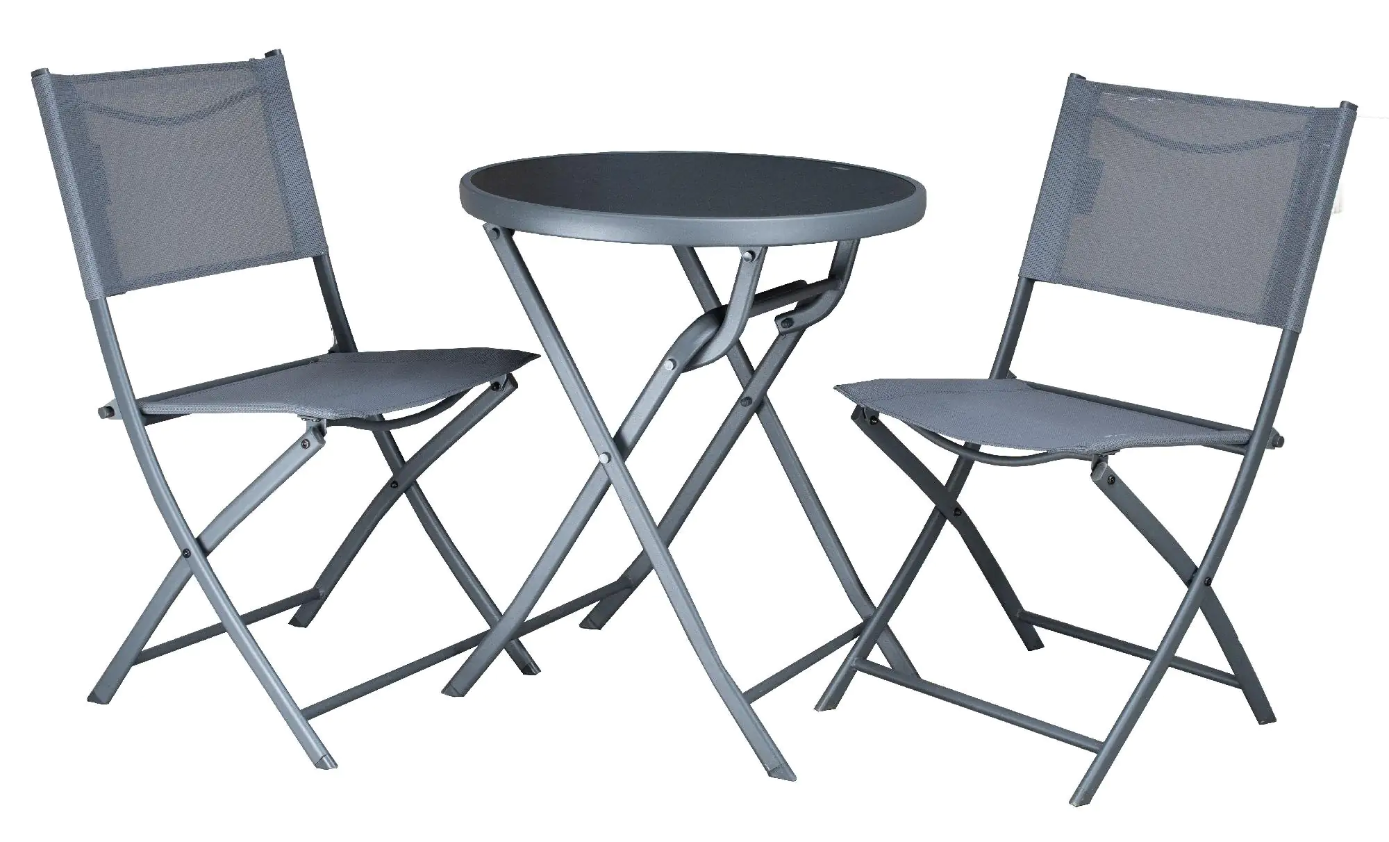 WESTFIELD Balkonset anthrazit 2 x Stuhl, 1x Tisch Ø 60 cm WESTFIELD Balkonset anthrazit 2 x Stuhl, 1x Tisch Ø 60 cm