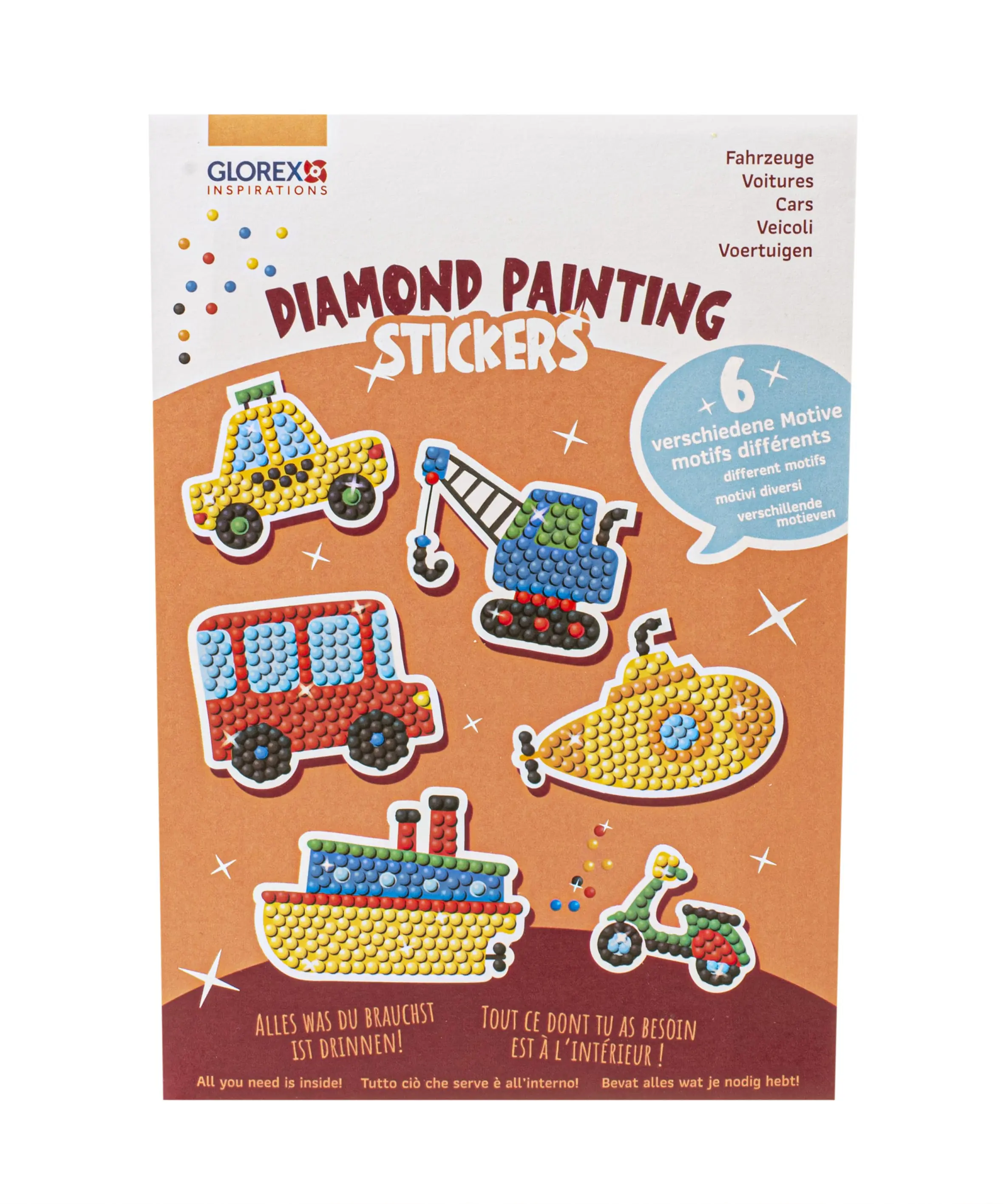 Glorex Diamond Painting Stickers Fahrzeuge 6 Motive