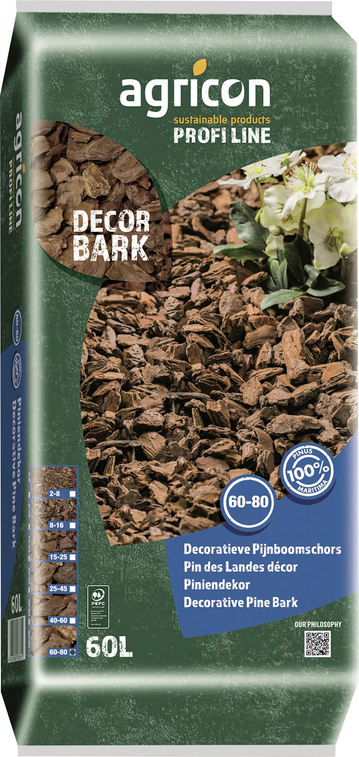 Agricon Pinienrinde Excellent 60 - 80 mm Körnung 60 L Agricon Pinienrinde Excellent 60 - 80 mm Körnung 60 L