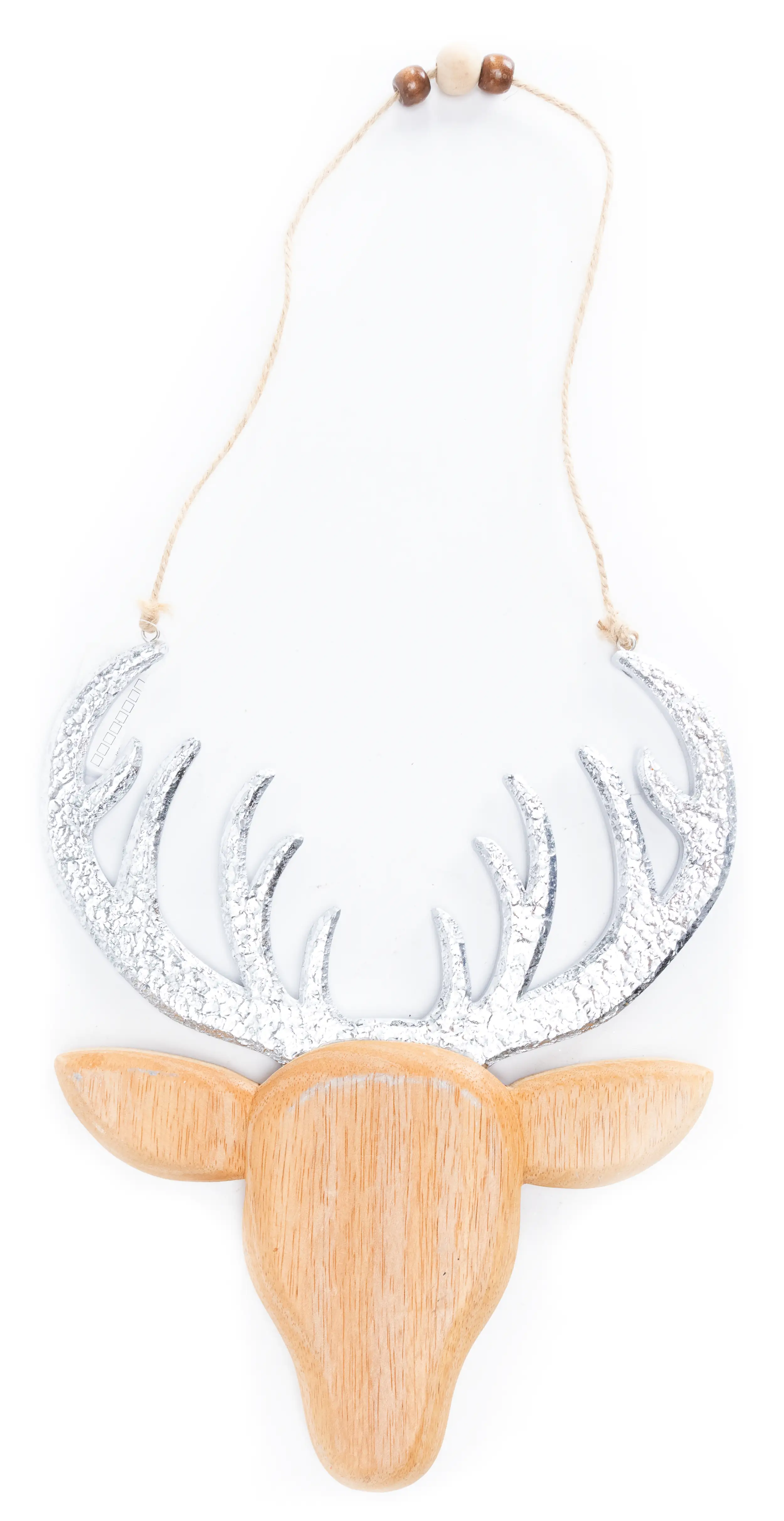 TrendLine Weihnachtsaufhänger Holz Rentierkopf 50 x 24 cm natur-silber