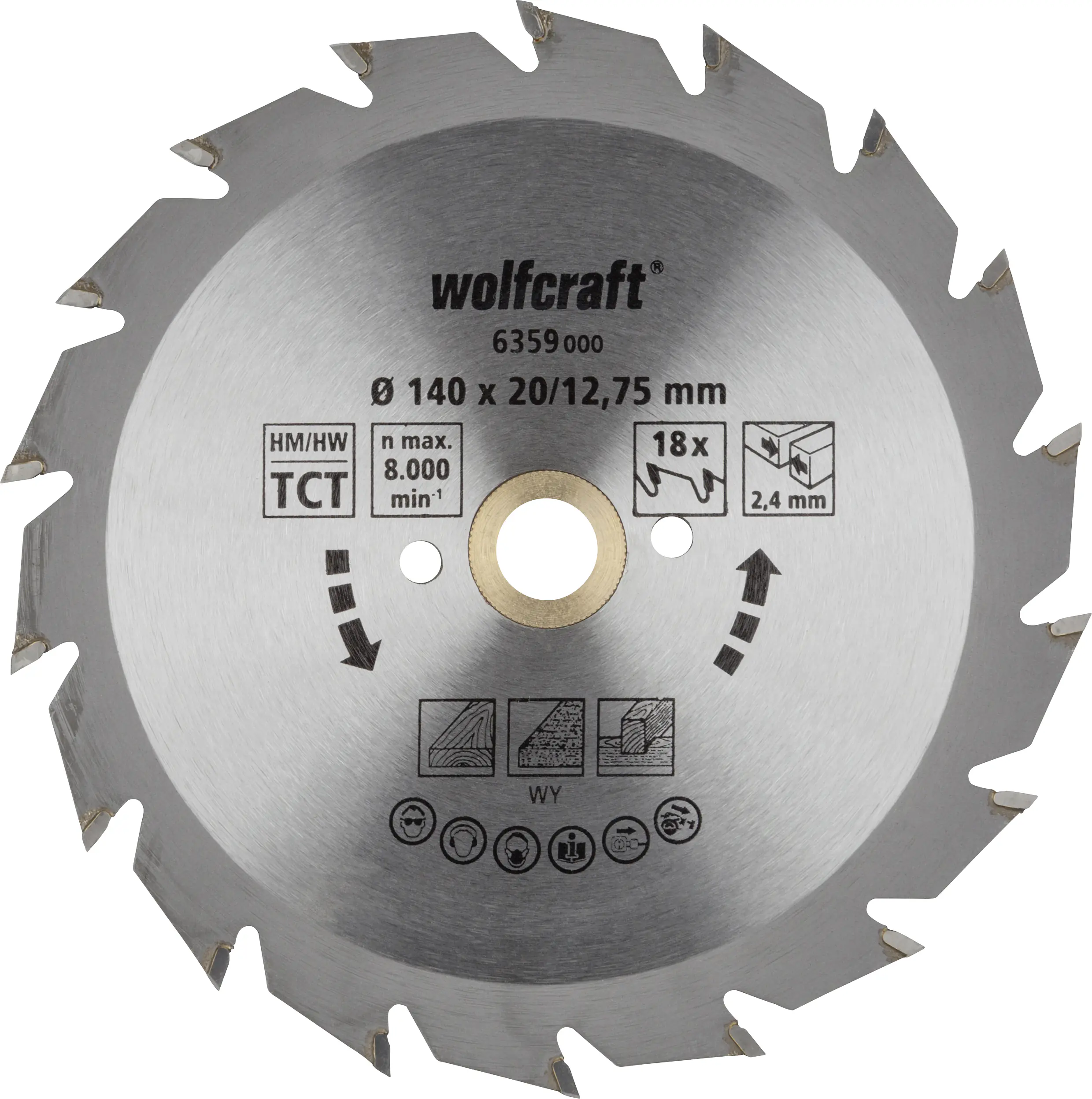 Wolfcraft Kreissägeblatt Serie grün Ø 140 mm Bohrung Ø 20 mm