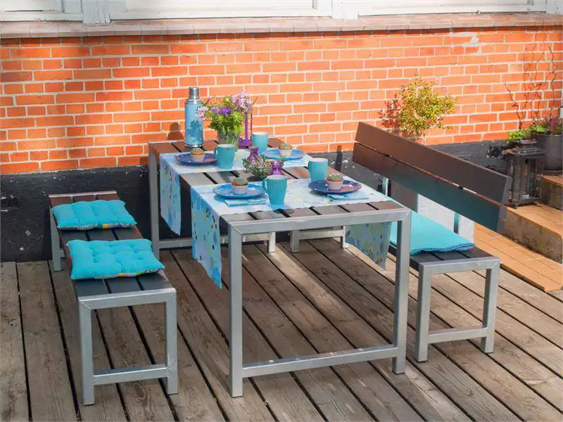 Plus Planken-Garnitur 3-teilig mit 1 Rückenlehne, schwarz