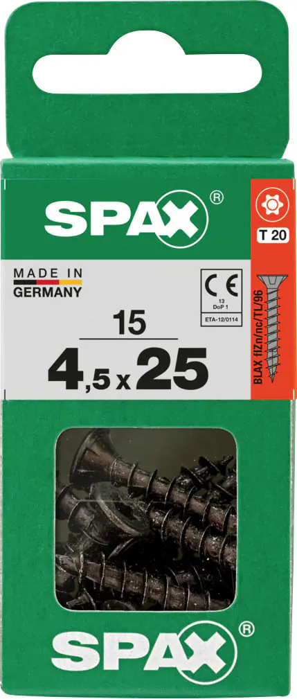 Spax Universalschrauben 4,5 x 25 mm T20 Vollgewinde - 15 Stk. 