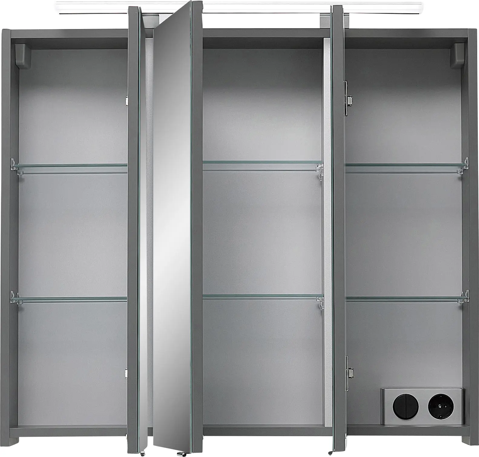 Primaster Spiegelschrank Düsseldorf mit Beleuchtung grau 80 x 70 cm