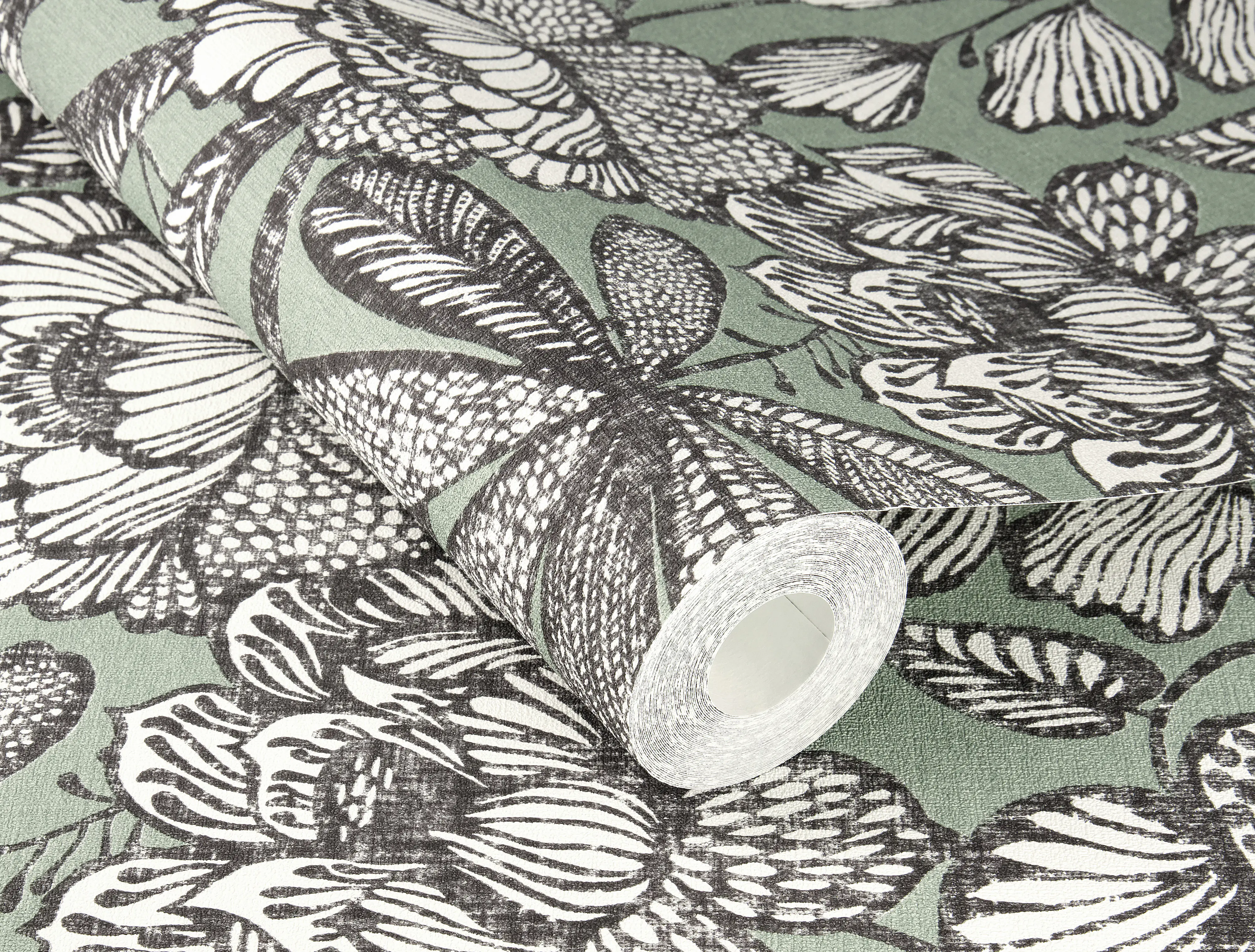 Rasch Vliestapete 555356 Grün-Grüngrau Muster & Motive 10,05 m x 0,53 m