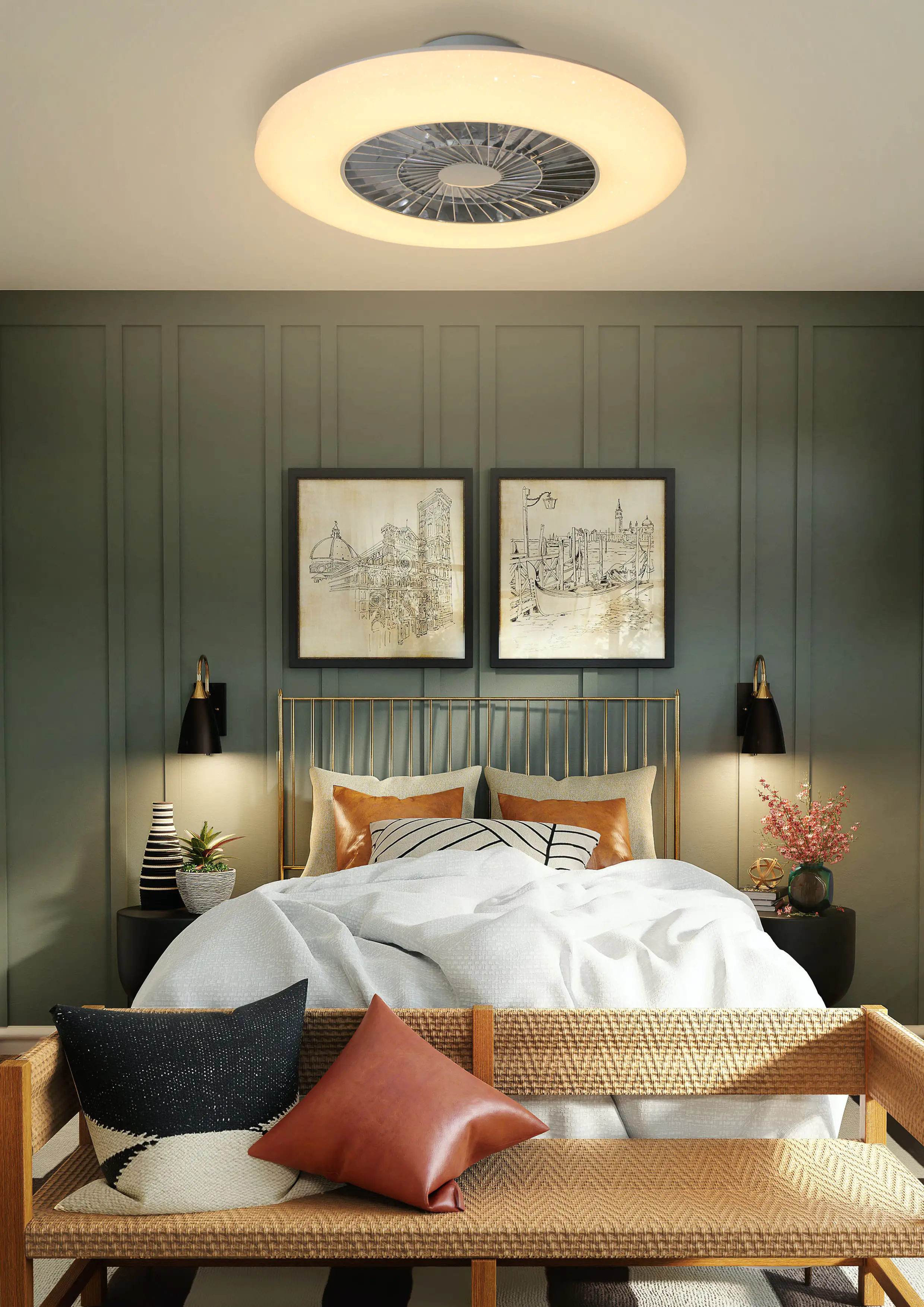 Primaster LED-Deckenleuchte Moorea 59 cm dimmbar mit Ventilator