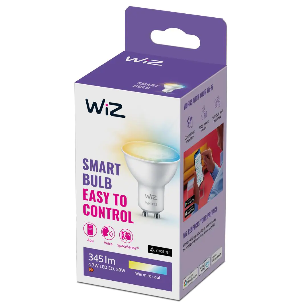 WiZ LED-Leuchtmittel Spot PAR16 GU10 4,7W warmweiß bis kaltweiß smart