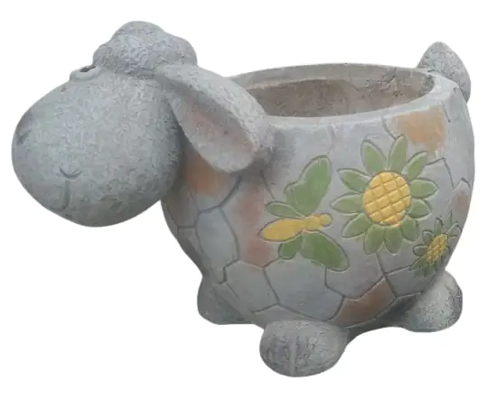 TrendLine Dekofigur Pflanztopf Schaf 33,5 x 23 cm grau gelb grün