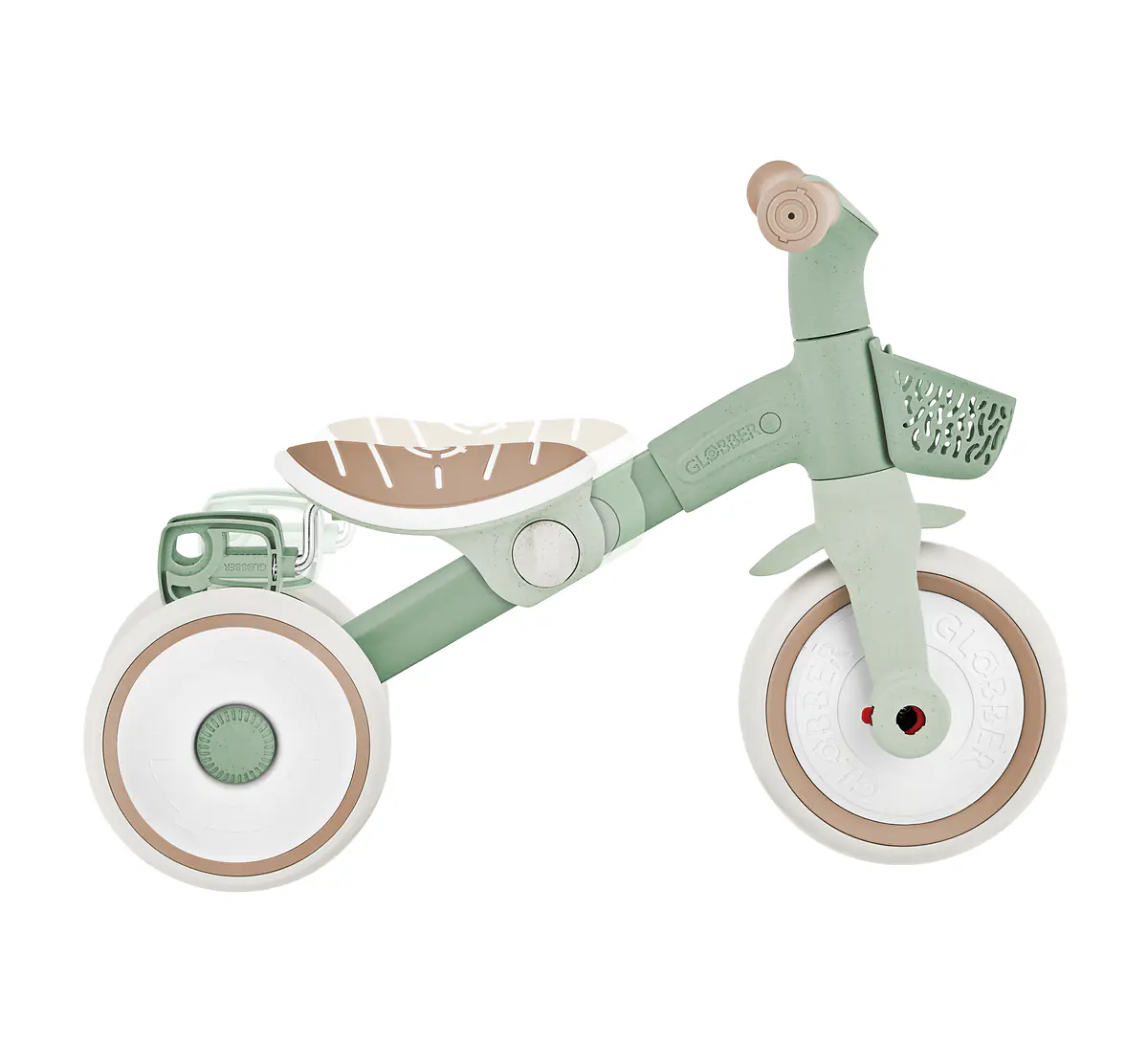 Globber Dreirad für Kinder Learning Trike 2-in-1 Plus Eco salbeigrün