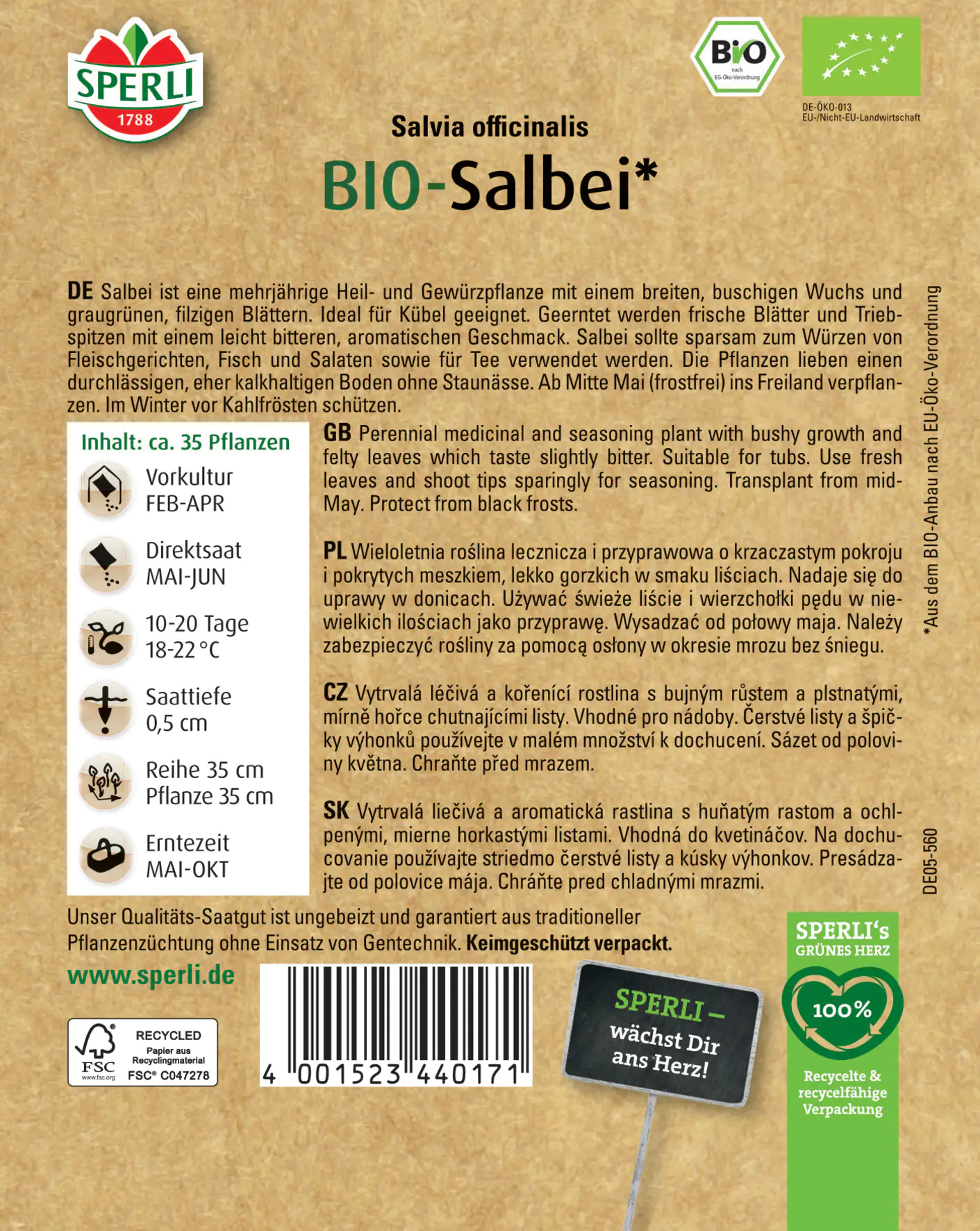 Sperli BIO Salbei Sperli BIO Salbei