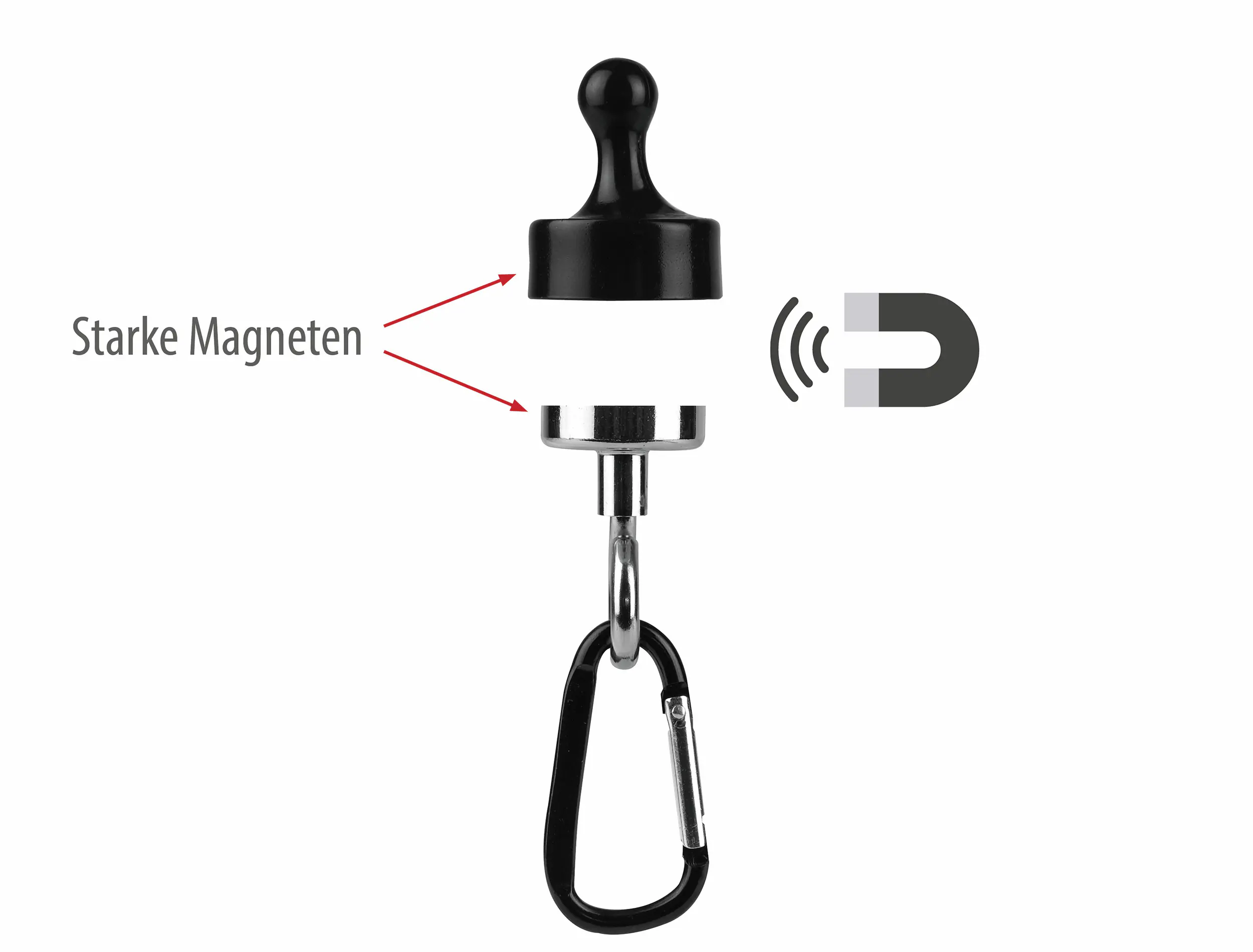 Calima Magnethaken mit Karabiner 14 cm schwarz/silber 2 Stück Calima Magnethaken mit Karabiner 14 cm schwarz/silber 2 Stück