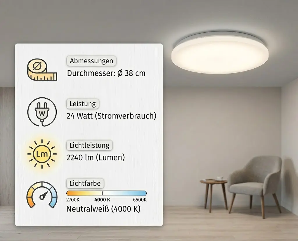 LED Deckenleuchte Juno II weiß Ø 38 x 5 cm neutralweiß