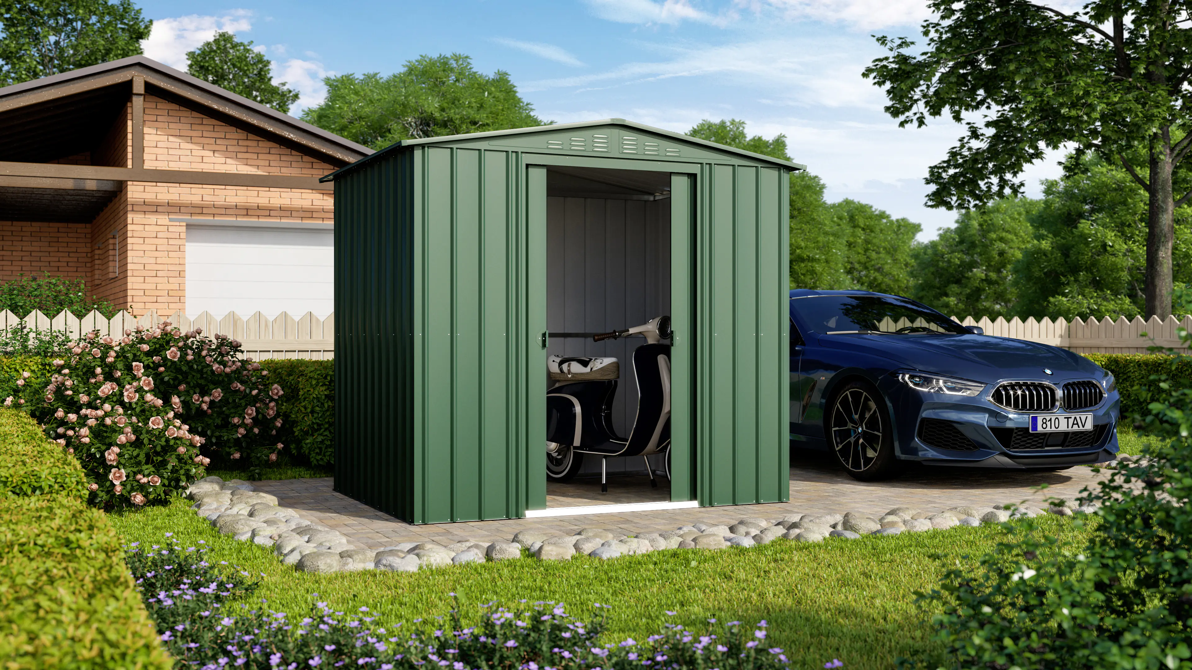 Globel Metallgerätehaus Tower 86 245 x 185 x 220 cm jade