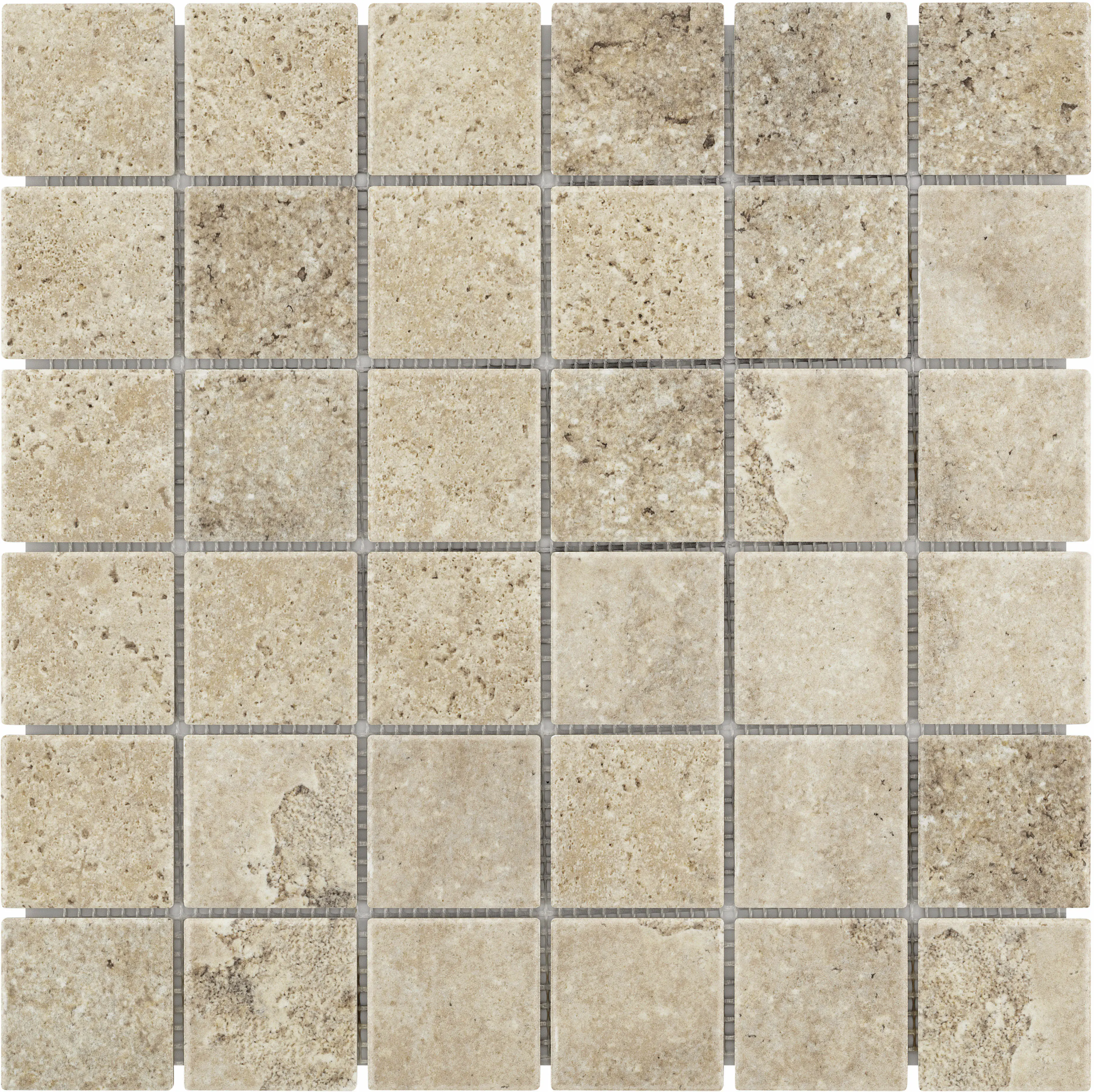 Mosaikfliese 29,7 x 29,7 cm travertin beige Steinmaß: 4,7 x 4,7 cm rutschhemmend  Mosaikfliese 29,7 x 29,7 cm travertin beige Steinmaß: 4,7 x 4,7 cm rutschhemmend