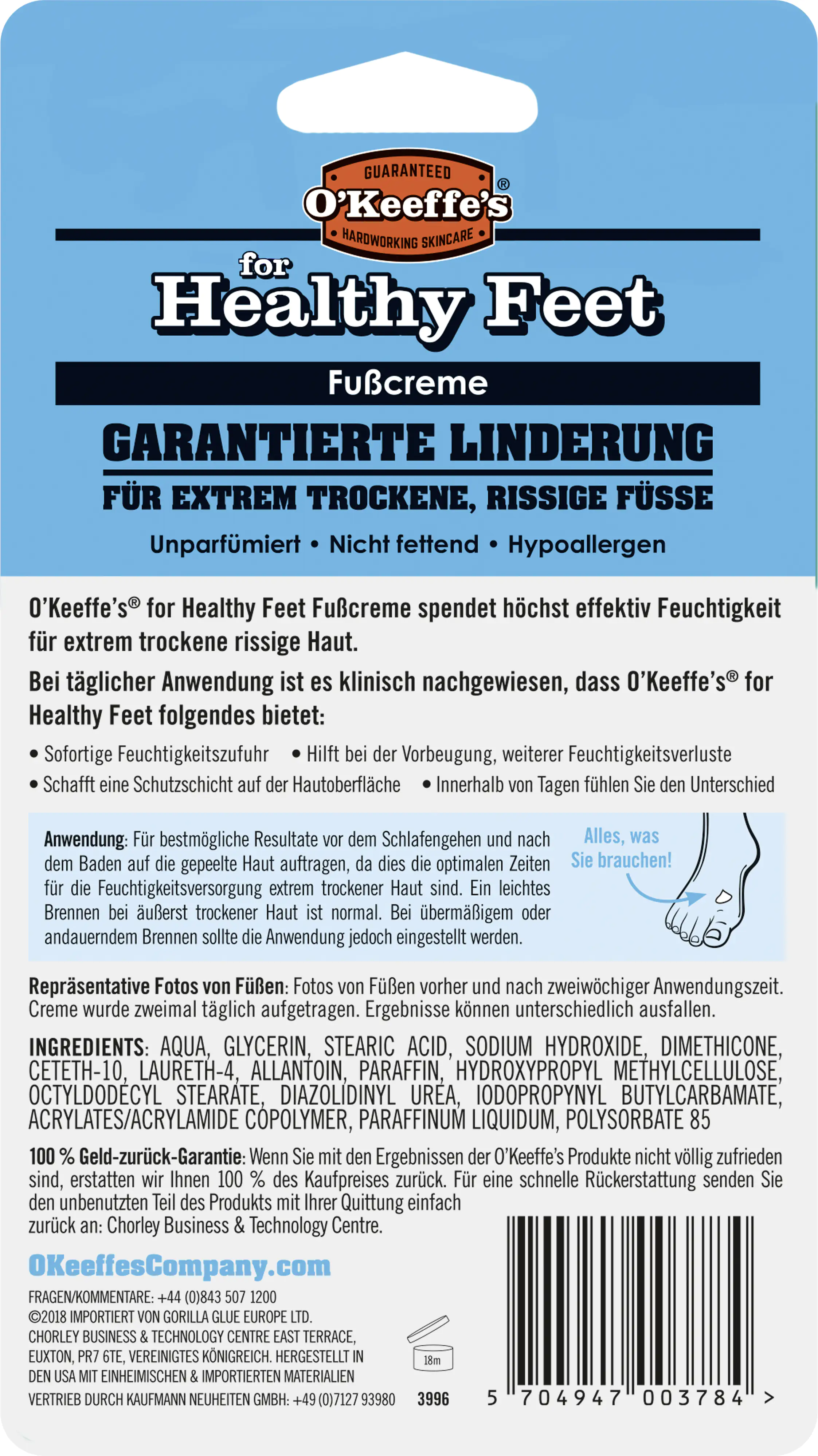 O`Keeffe`s Fußcreme Healthy Feet, 91 g