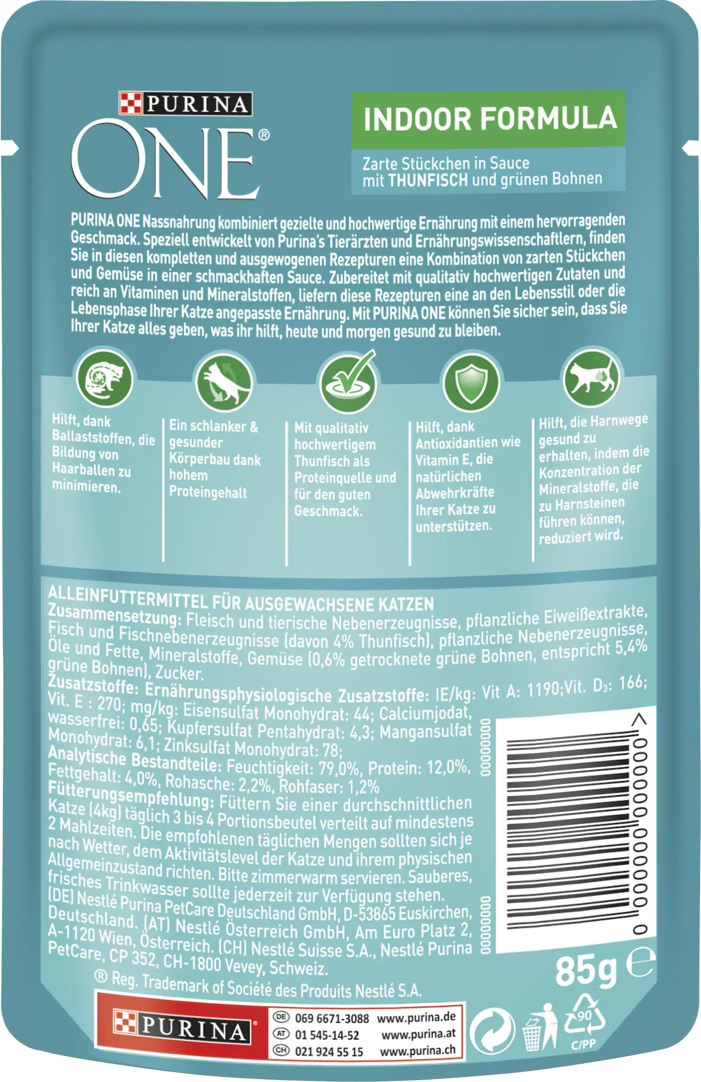 Purina ONE Indoor Thunf. Katzennassfutter 85 g