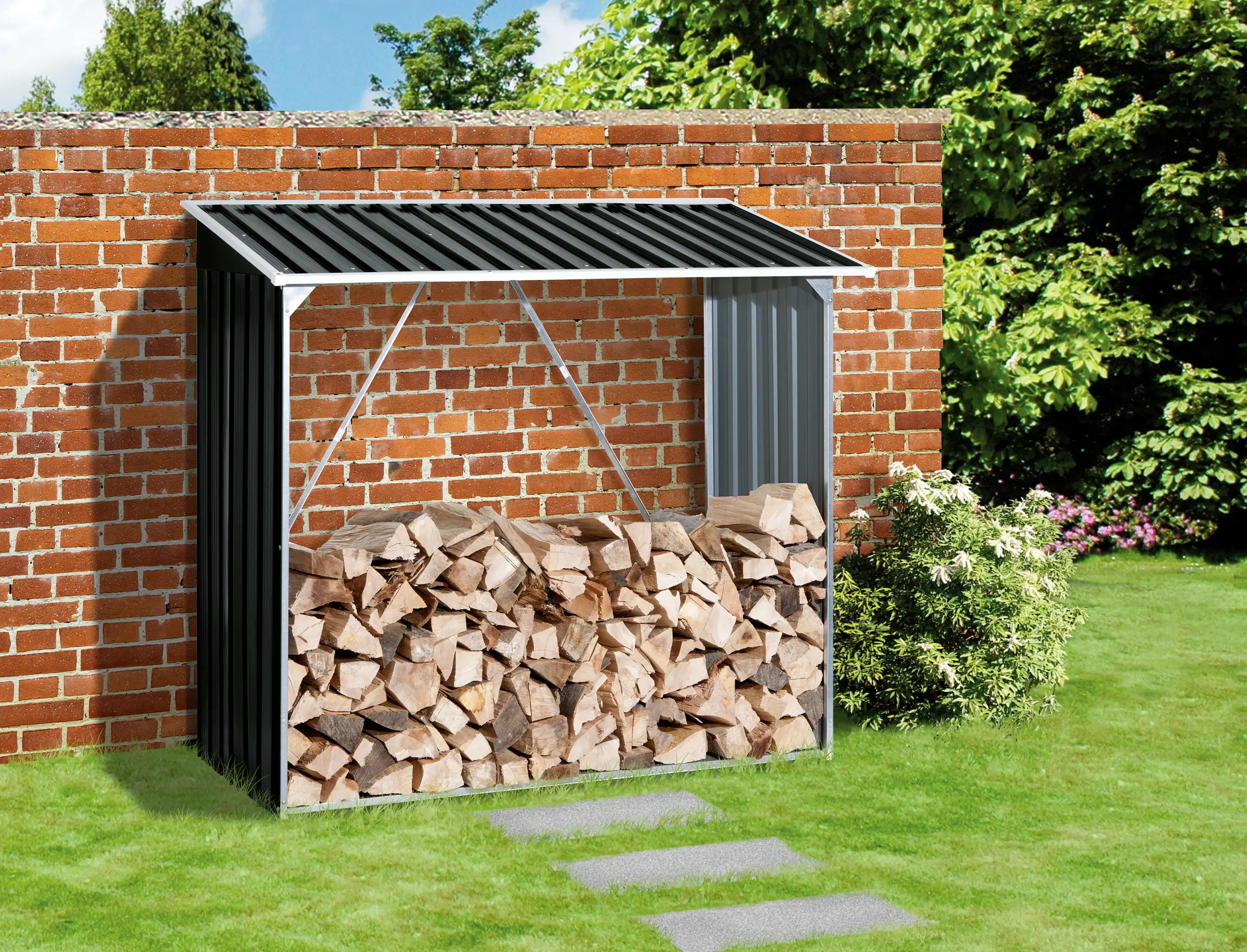 Duramax Kaminholzregal anthrazit 182 x 74 x 162,5 cm