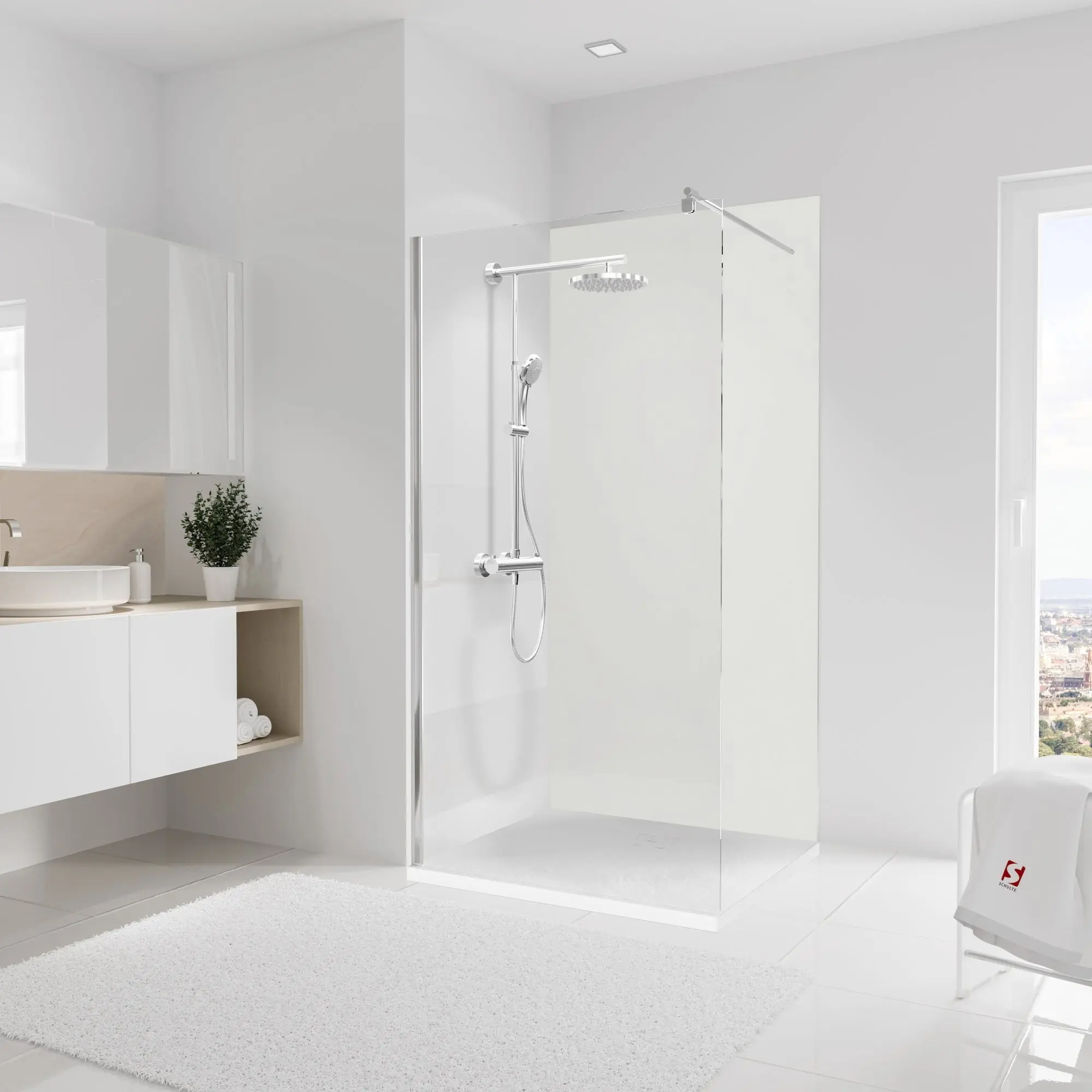 Schulte Duschrückwand Stein weiß 100 x 210 cm