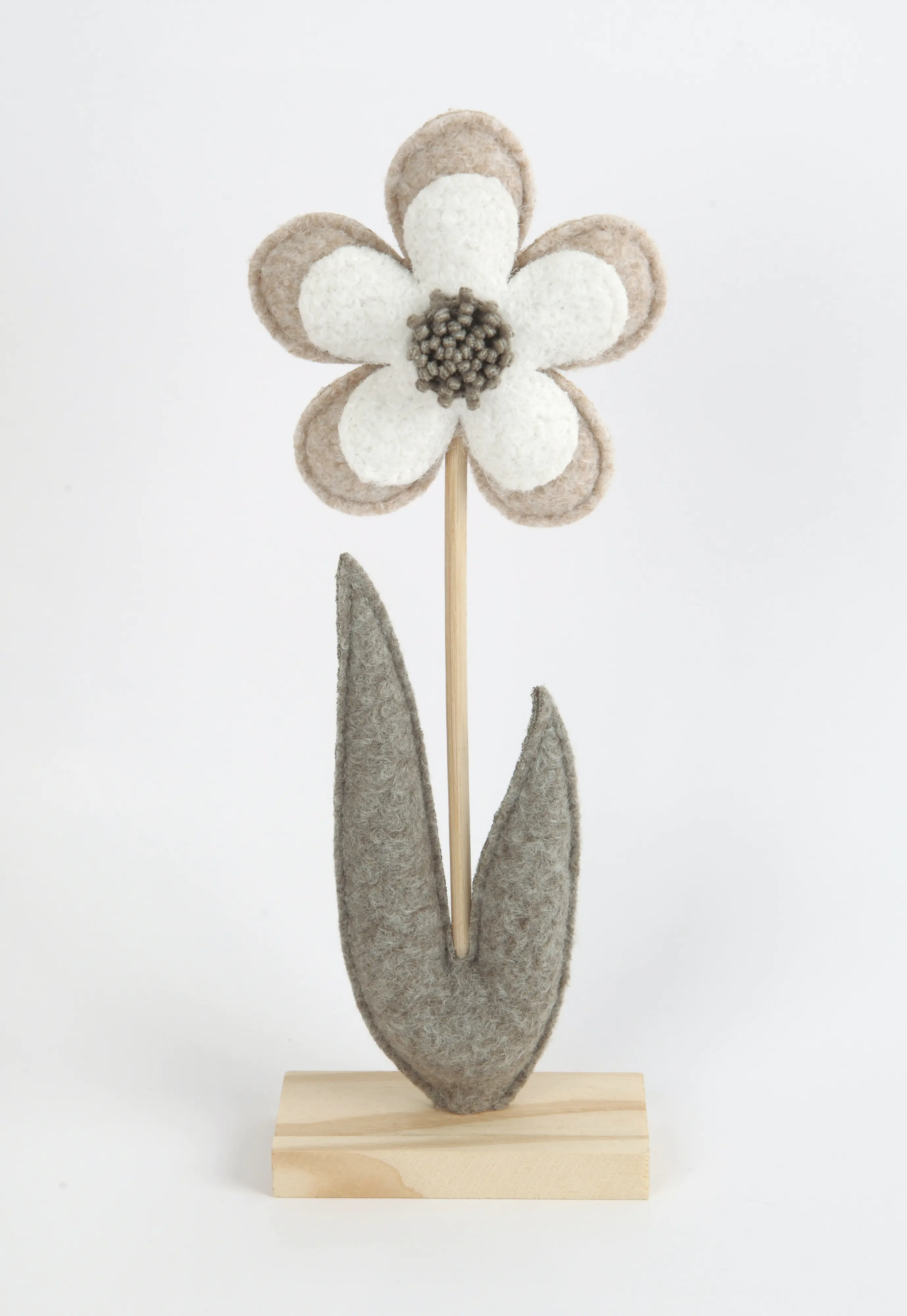 TrendLine Aufsteller Holz Blume 32 x 5 x 11 cm grau-weiß