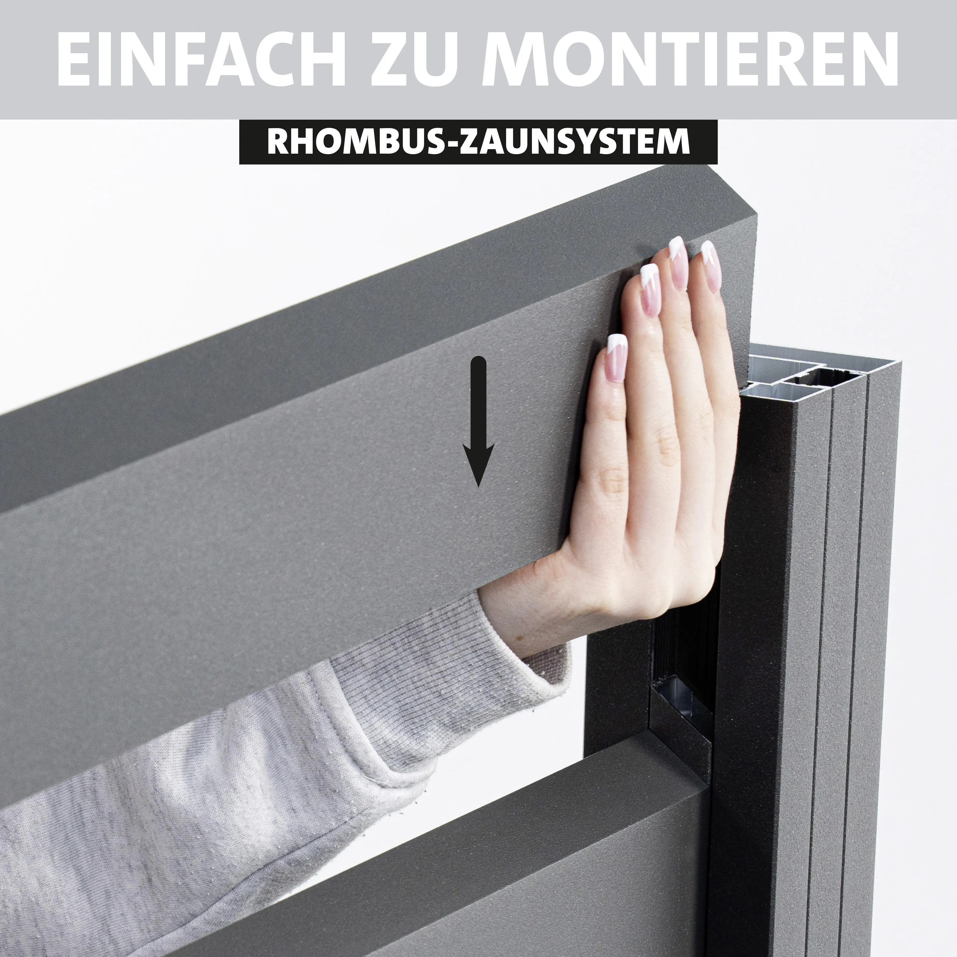 Ambiente Alu-Zaun Grundset Rhombus MAXI 187 x 124,2 cm grau