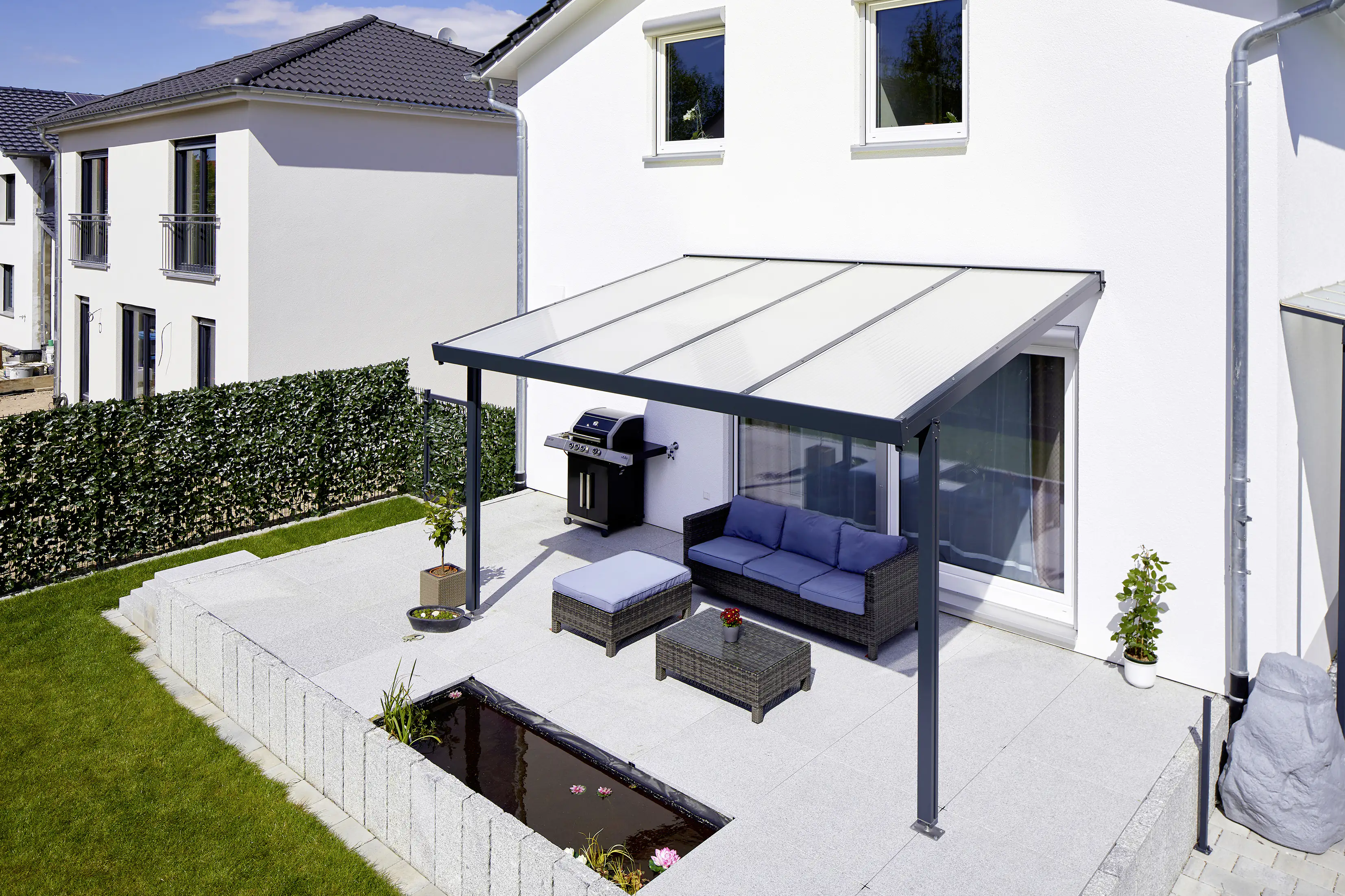 Gutta Premium Terrassendach 410,2 x 306 cm anthrazit Klima blue 16 mm