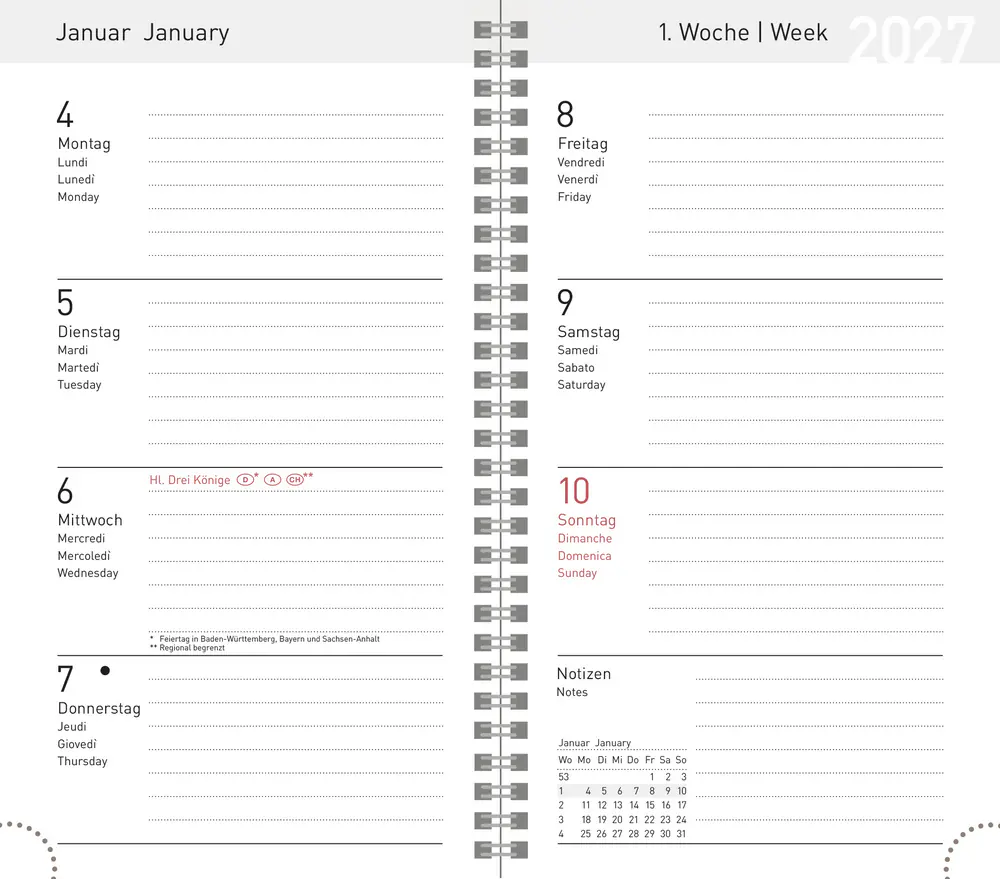 Korsch Kalender Wochentimer Small 2027 grün